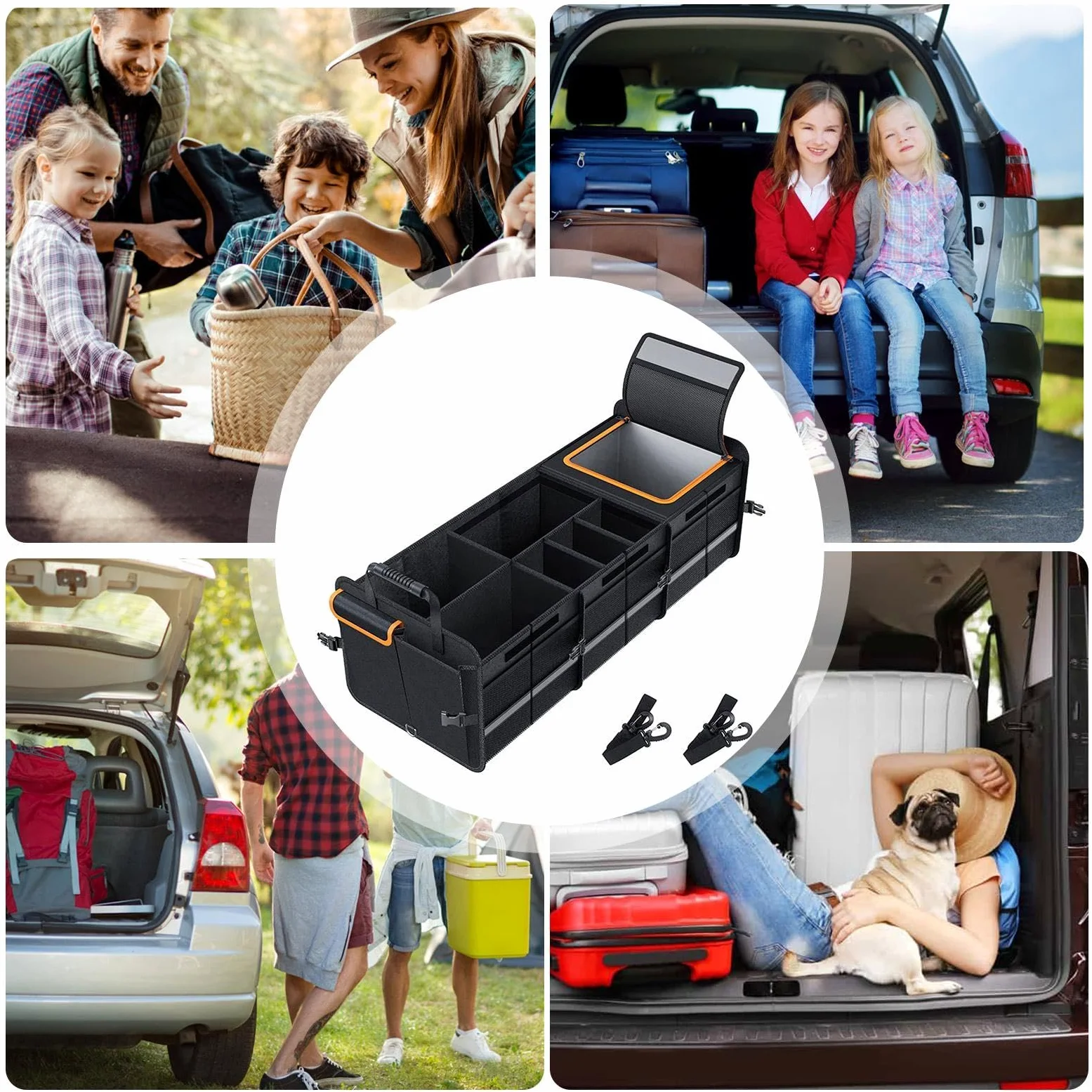Organizador De Maletero Para Coche SUV Portátil Aislante De Gran Capacidad | Organizador de Almacenamiento y Bolsa Fría para Coche para Viajes Camping Interior de Automóvil Furgoneta