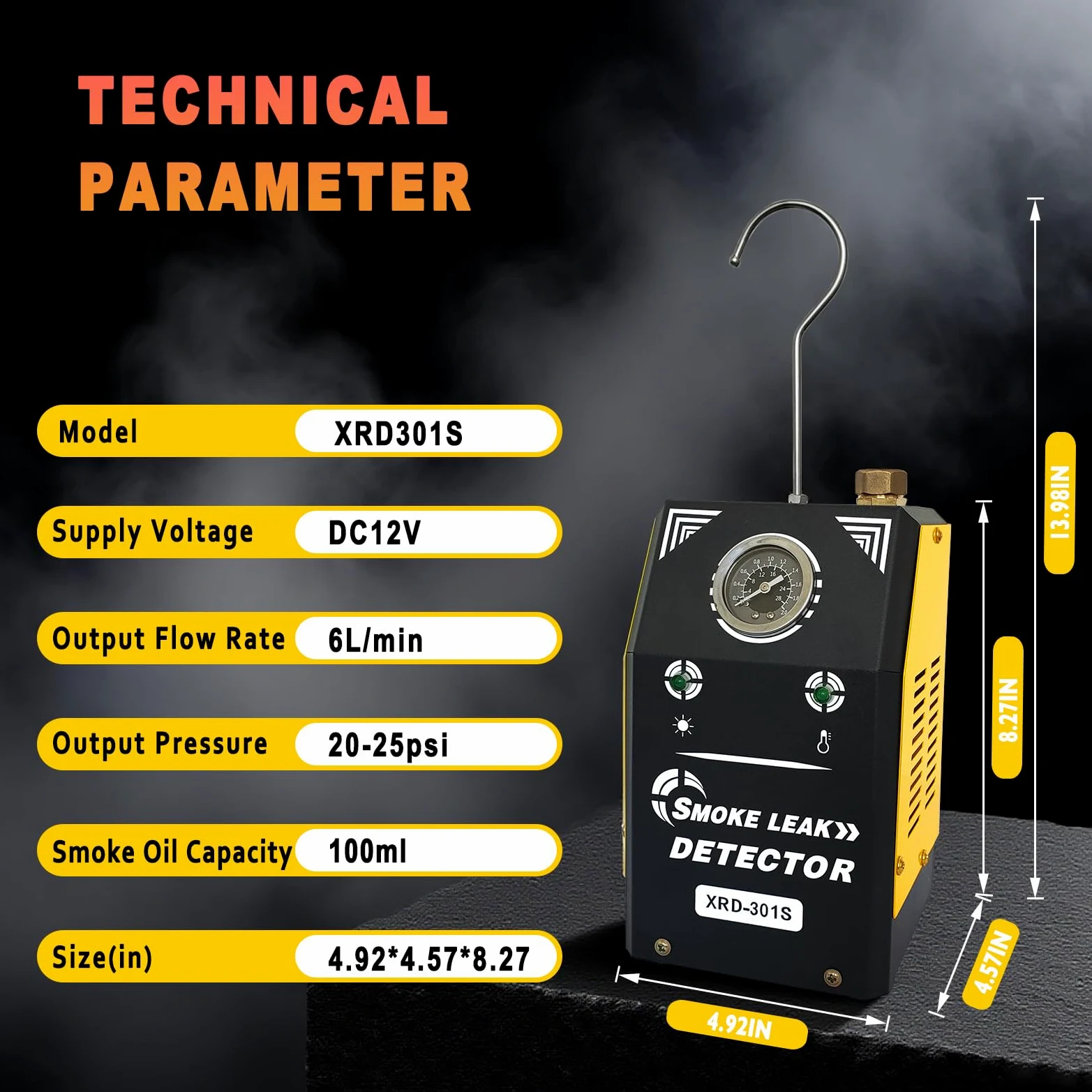 Máquina de Humo Automotriz con Bomba de Aire Integrada y Medidor de Presión, Máquina de Humo Automotriz - Máquina de Humo EVAP de 12V DC para Autos, Motocicletas, Camiones, Barcos, UTVs de 12V