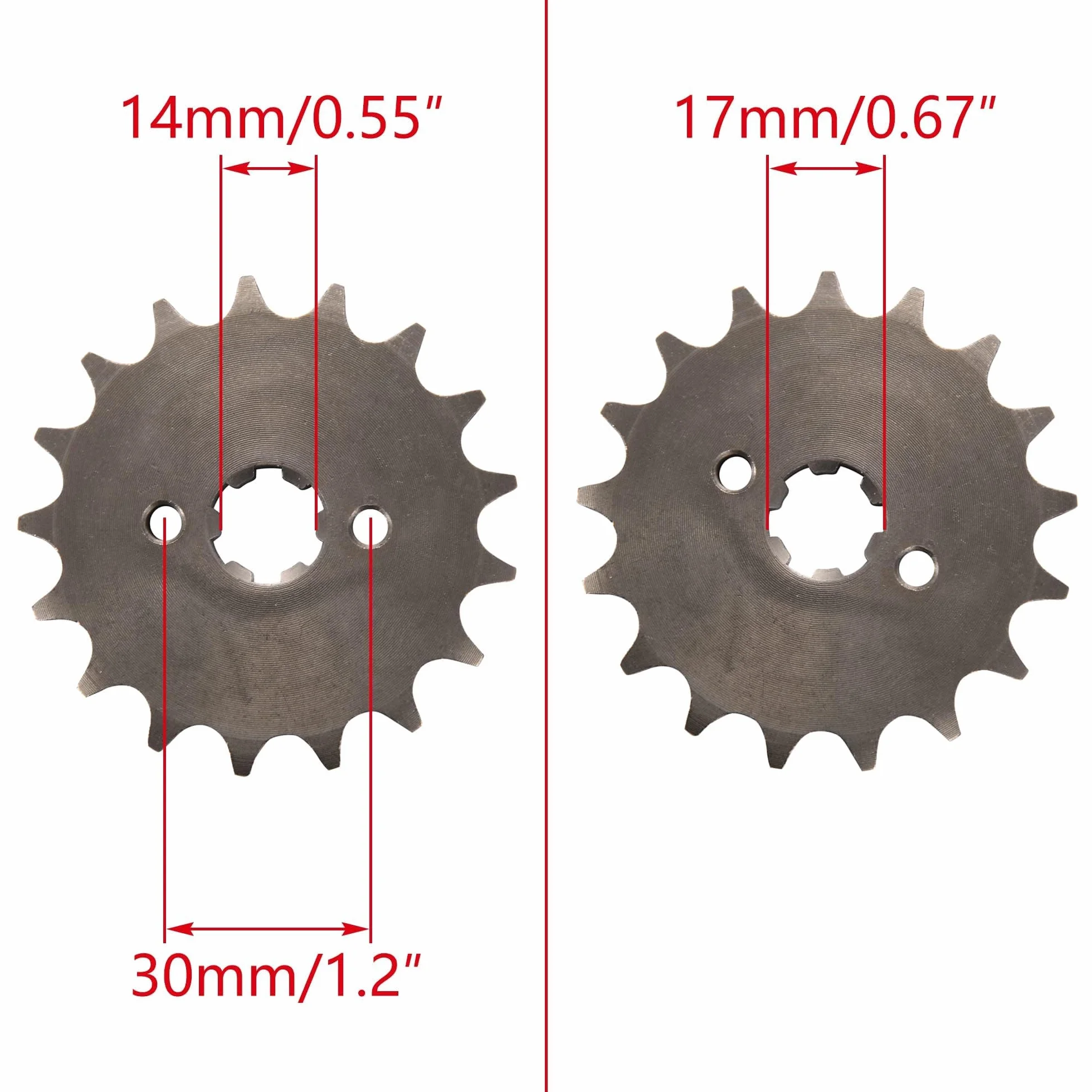 WOOSTAR Moto Piñon Delantero 428 de 17 Dientes 17mm para 50cc 70cc 90cc 110cc 125cc Dirt Pit Bike Mini Bike ATV 4 Wheeler Ciclomotor