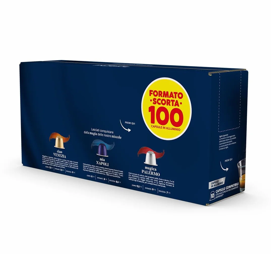 Caffè Borbone Mezcla de Café Magica Palermo 100 Cápsulas Compatibles Nespresso