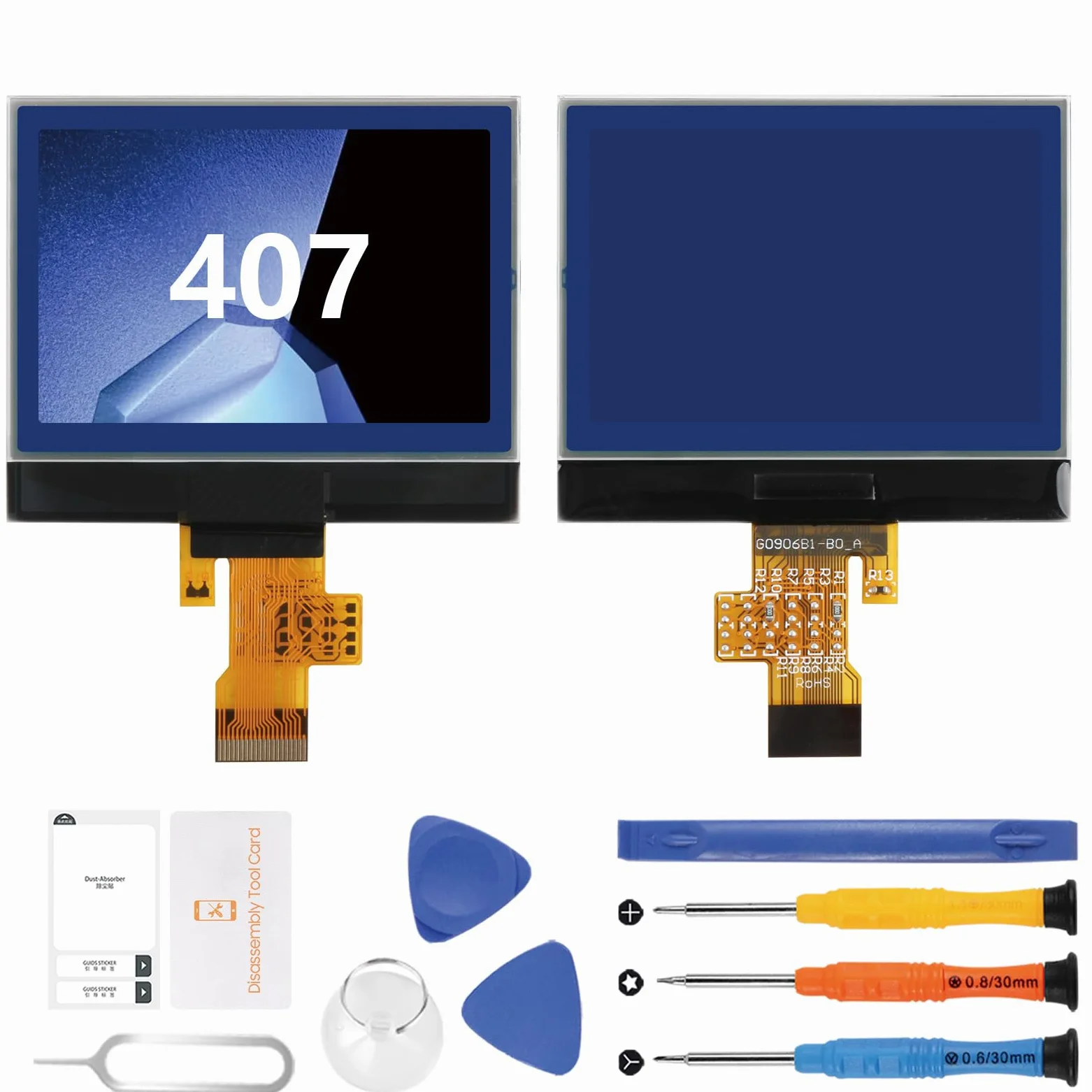 Pantalla LCD para Peugeot 407 407SW 2004-2010 HDI Conjunto de Instrumentos LCD para Tablero de Instrumentos para Peugeot 407 Coupé 2005–2010 Pantalla de Repuesto con Herramientas, OEM A2C53119649