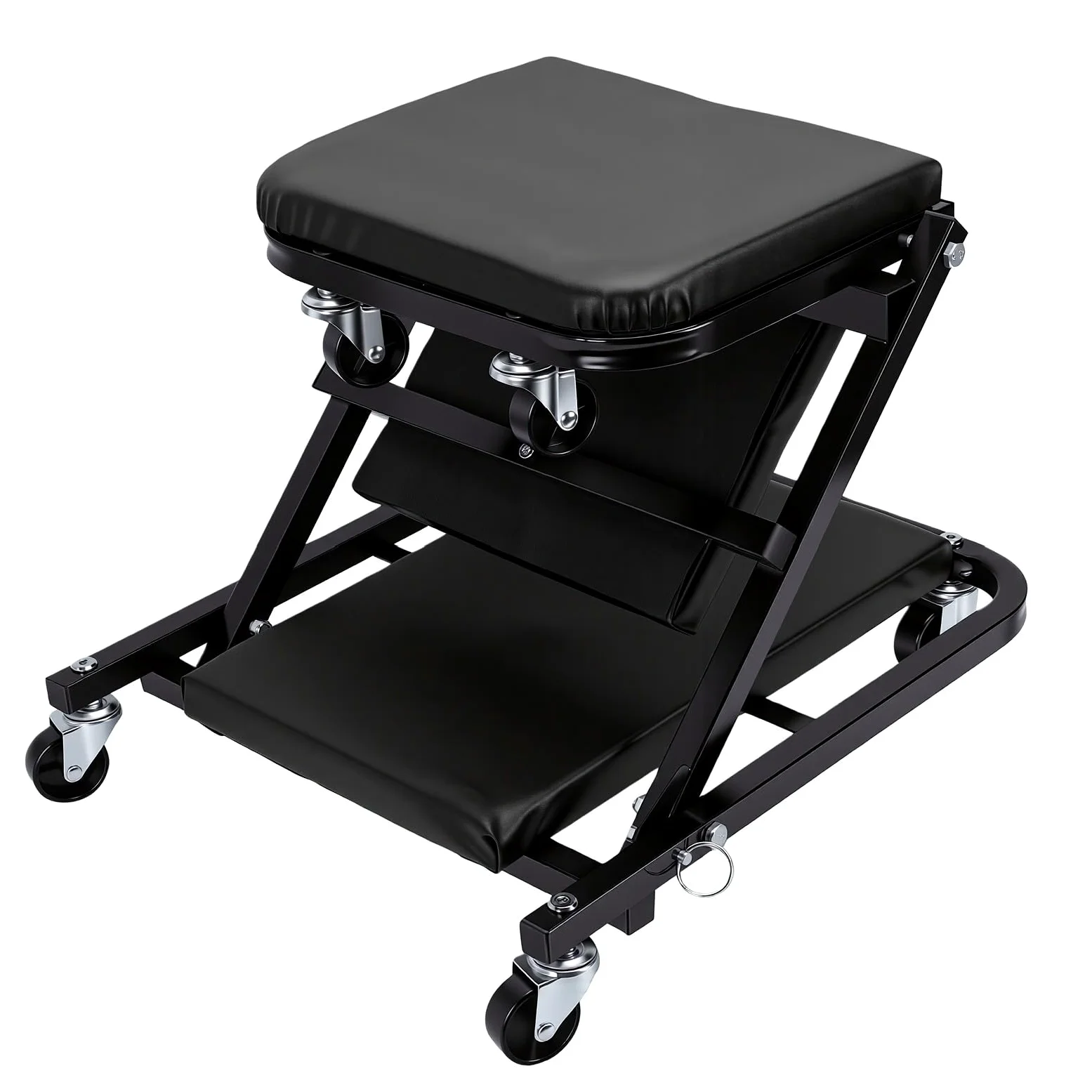 aqxreight Camilla Mecánica con Ruedas, Asiento Rodante Plegable de Perfil bajo 3 en 1 con 6 Ruedas Giratorias 360 Grados, for Reparación Debajo del Coche (Black)