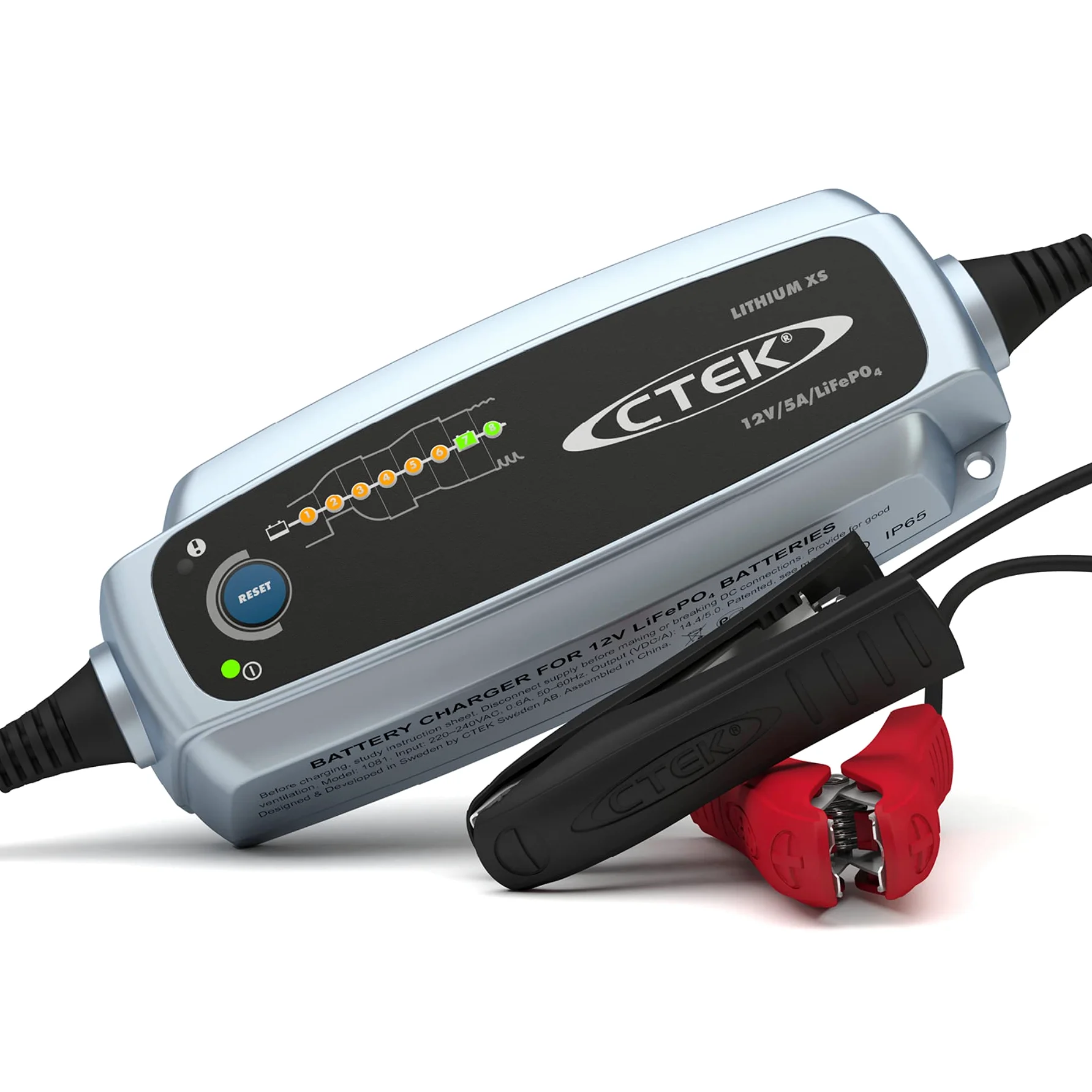 CTEK Lithium XS Cargador Batería 12V 5A, Cargador De Batería LiFePO4, Cargador Batería Litio, Cargador Inteligente Baterias, Cargador De Batería De Coche Y Mantenedor con Connect and Forget
