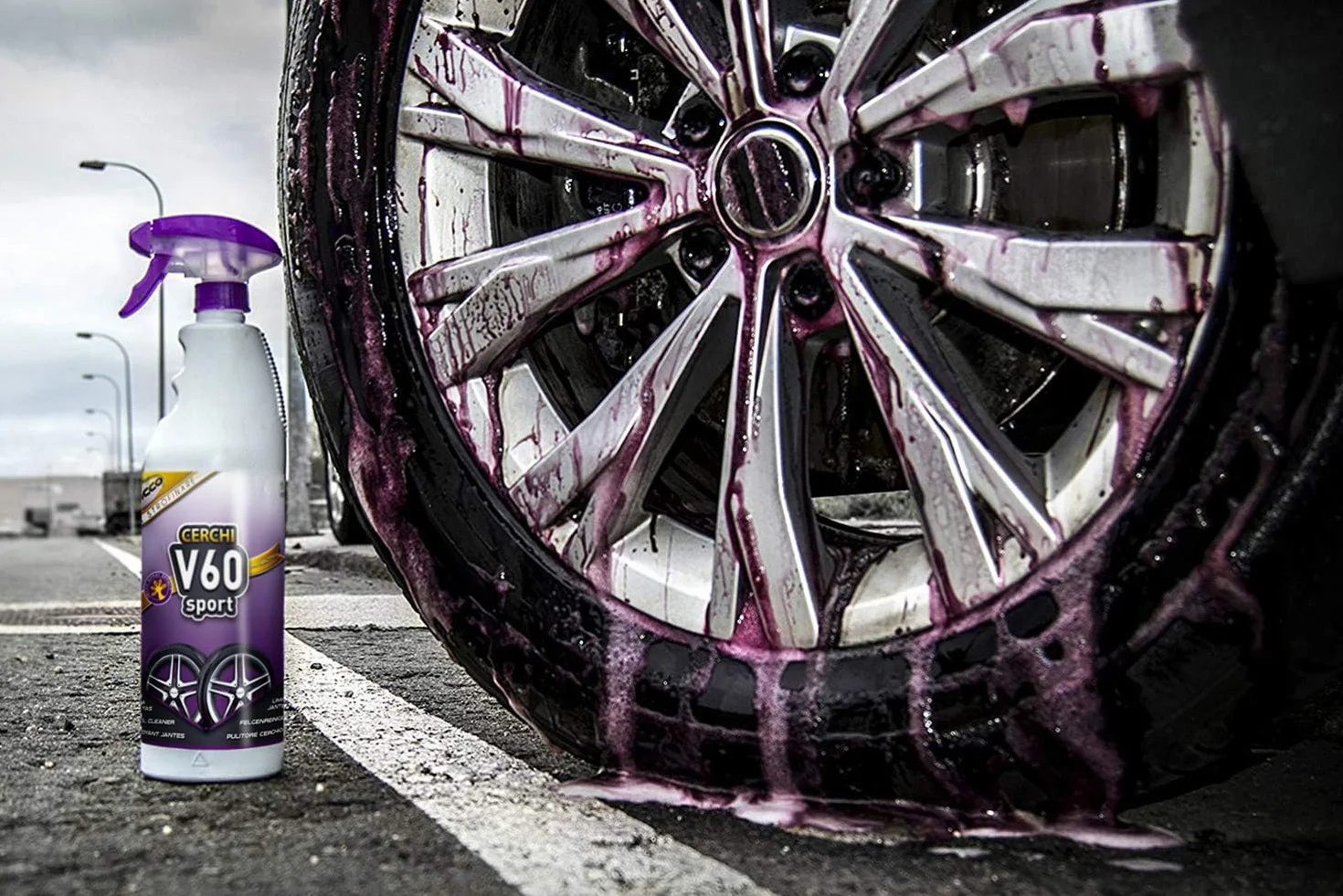 Sisbrill V60 Sport Limpia Llantas - Neutro y Seguro - Efecto Gecko Spray - 1 Litro