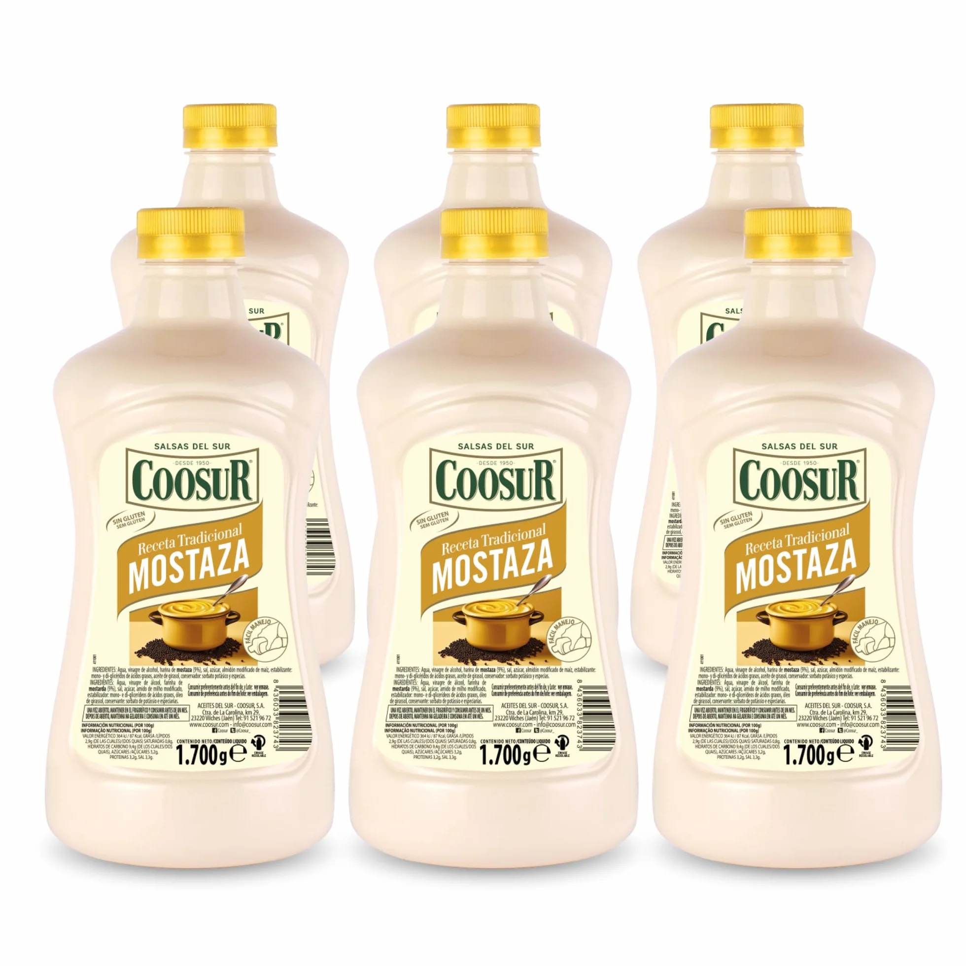 COOSUR Pack Mostaza Receta Tradicional 6x1700 g Salsa Versátil