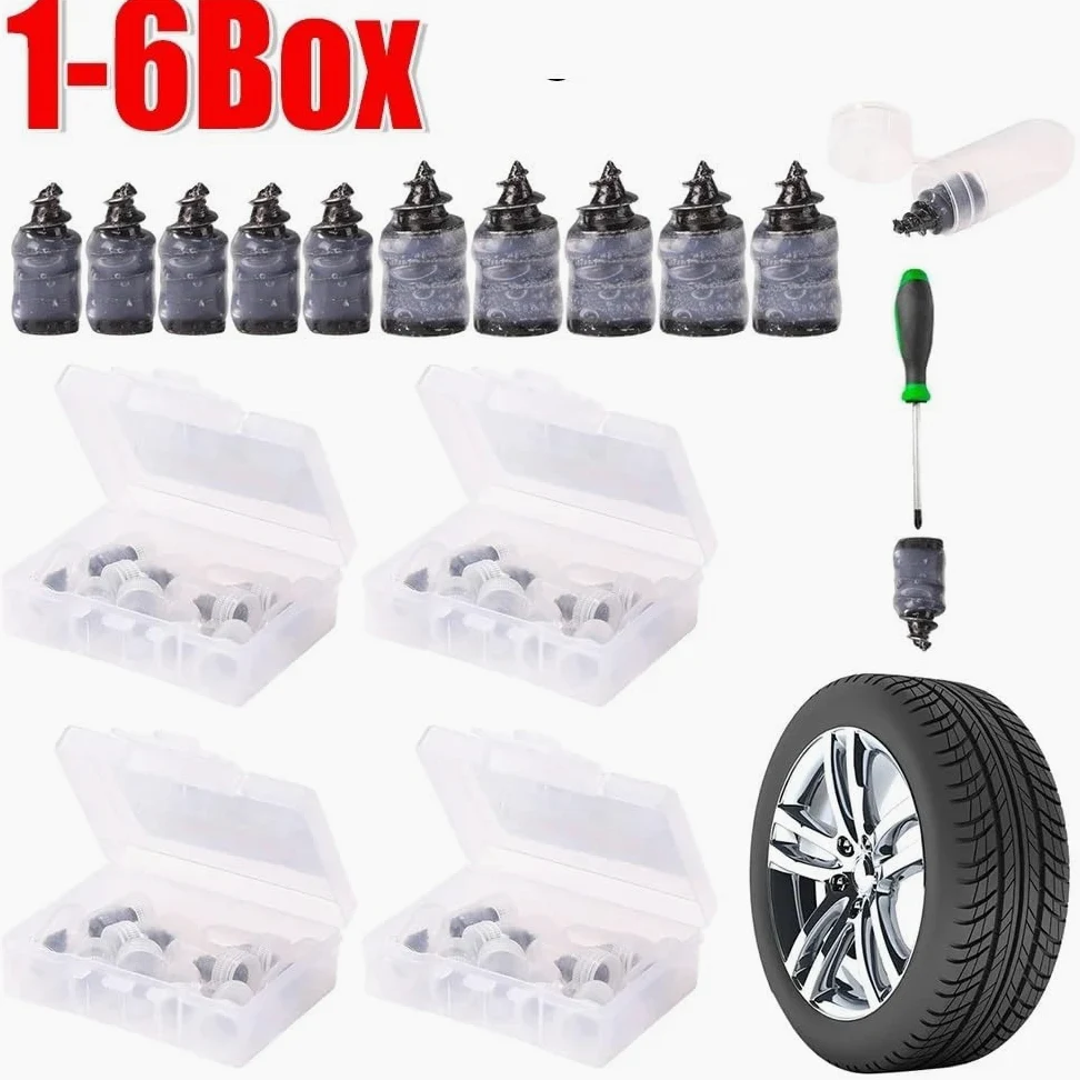 Reparación de neumáticos al vacío, clavos, tornillos for pinchazos, juego de montaje de motocicleta sin cámara(6BOX)