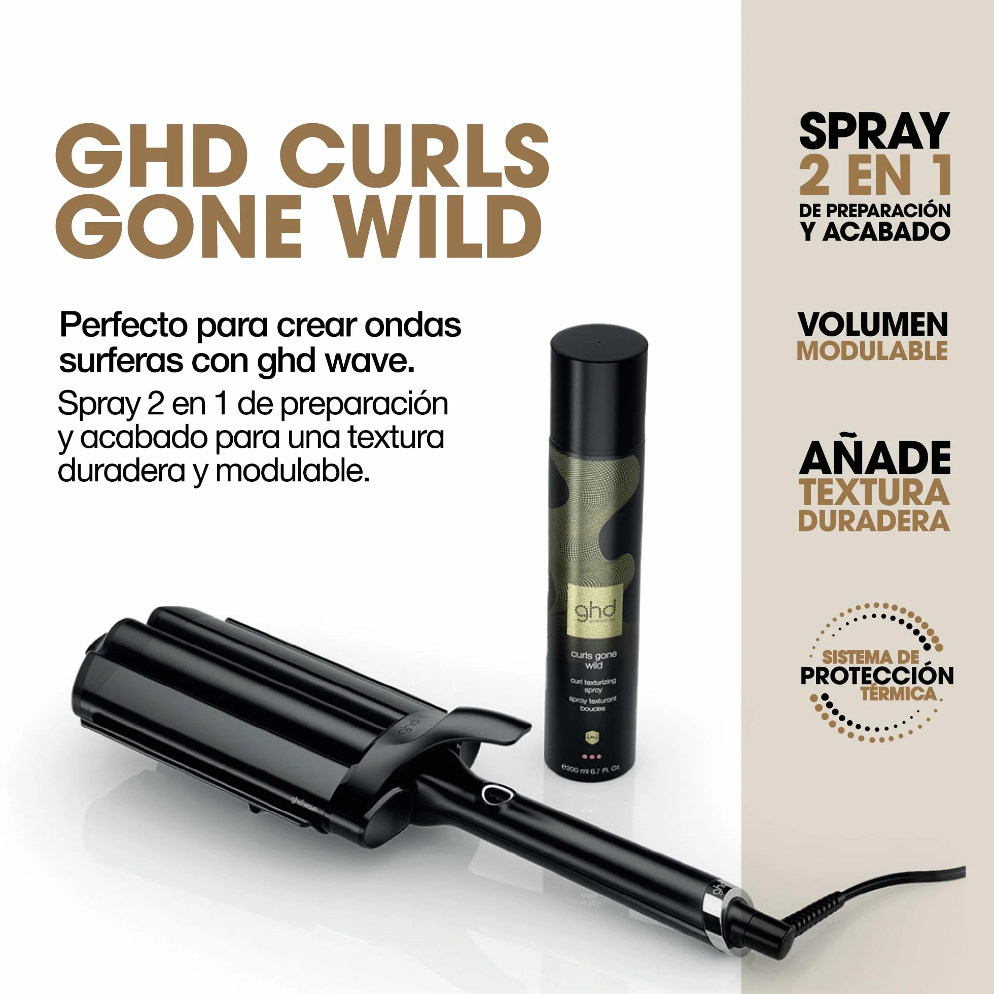 ghd Spray Texturizador Ondas y Rizos Volumen Brillo Natural Protección Térmica 200ml