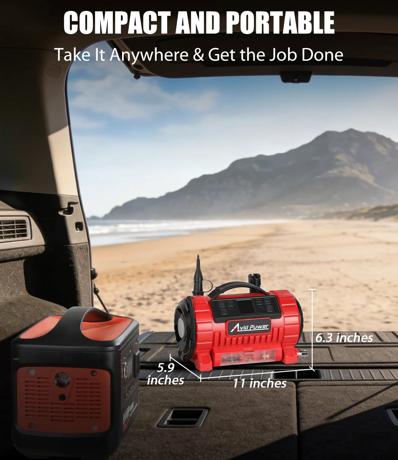 AVID POWER - Compresor de aire portátil, 12 V CC, 110 V CA, bomba de neumático de coche