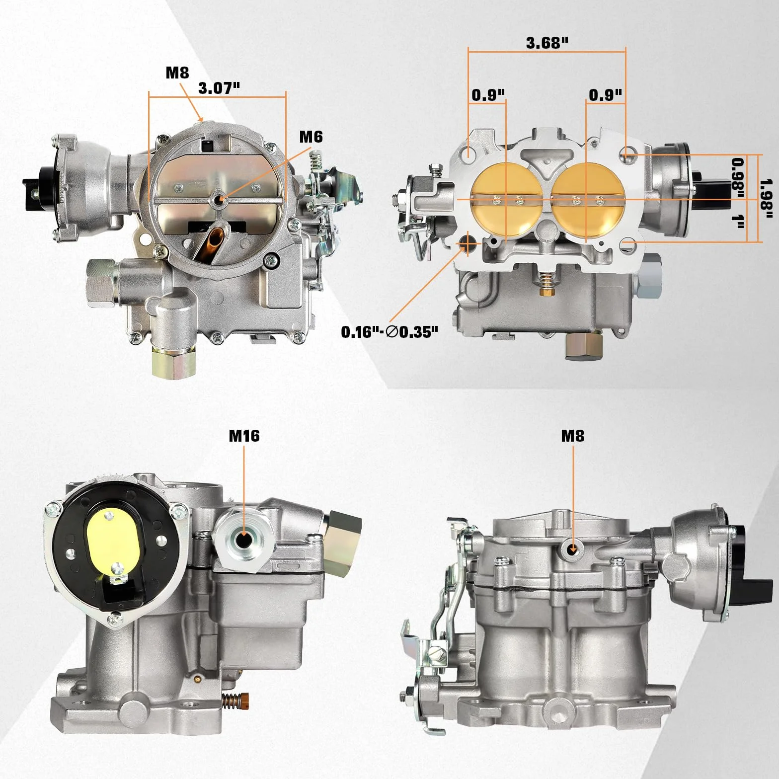Carburador para motores Mercruiser 3.0 2.5L 4CYL de 2 barriles Marine Mercry Mercarb con estrangulador eléctrico y juntas de chorros de enlace corto largo, reemplaza 3310-864940A01, el patrón de perno