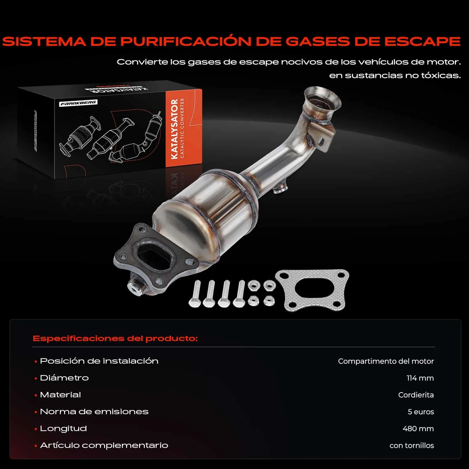 Frankberg Filtro de partículas diésel con convertidor catalítico para | Compatible con: Crossland X P17 P2QO, Aygo B4, C1 II PA PS, C3 II SC, C3 Aircross II 2C 2R, 308 II L3 LB LH LP LW