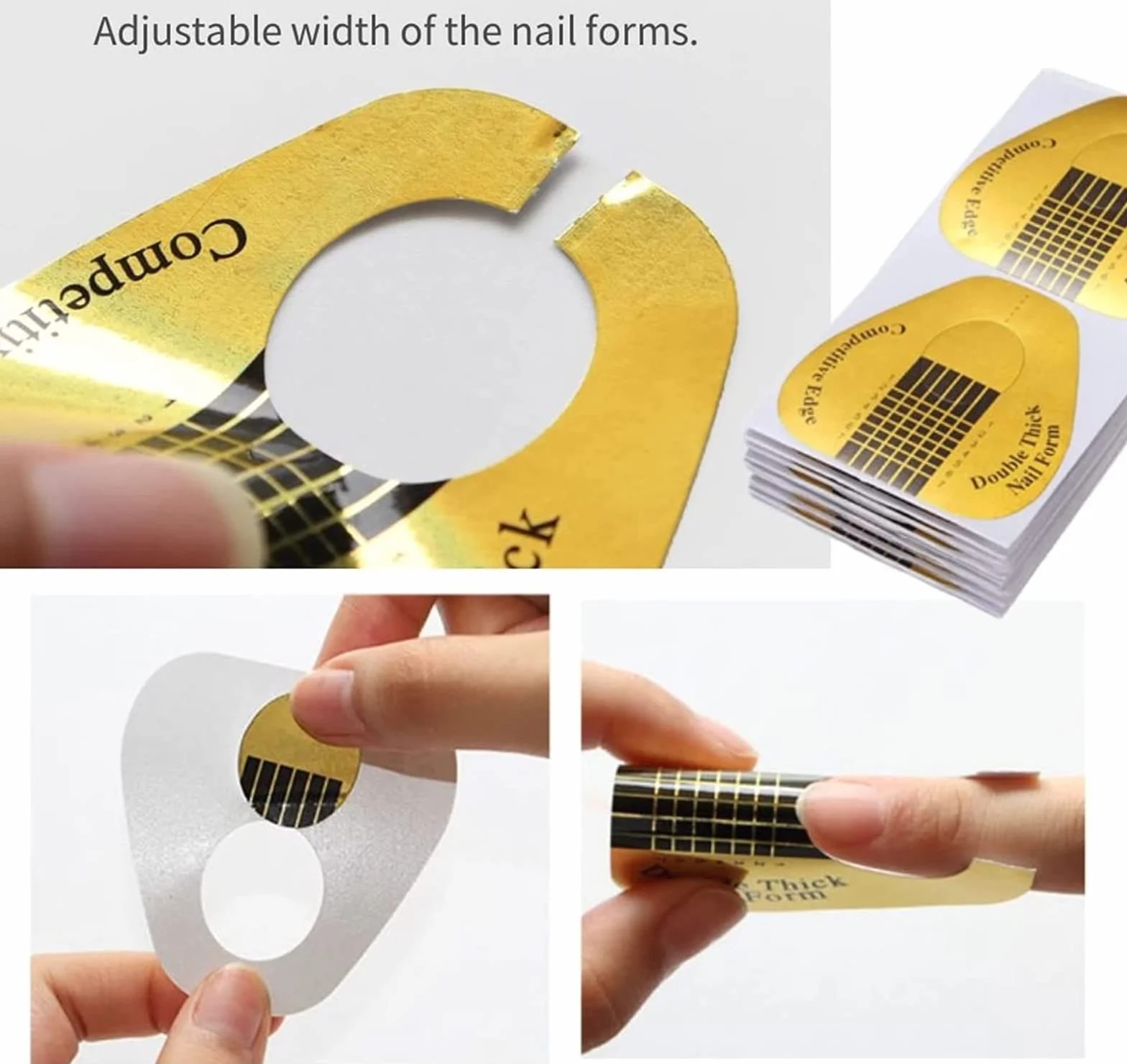 Bandeja de papel de manicura Oro, 200 Piezas, Plantilla para extensión de uñas UV Gel