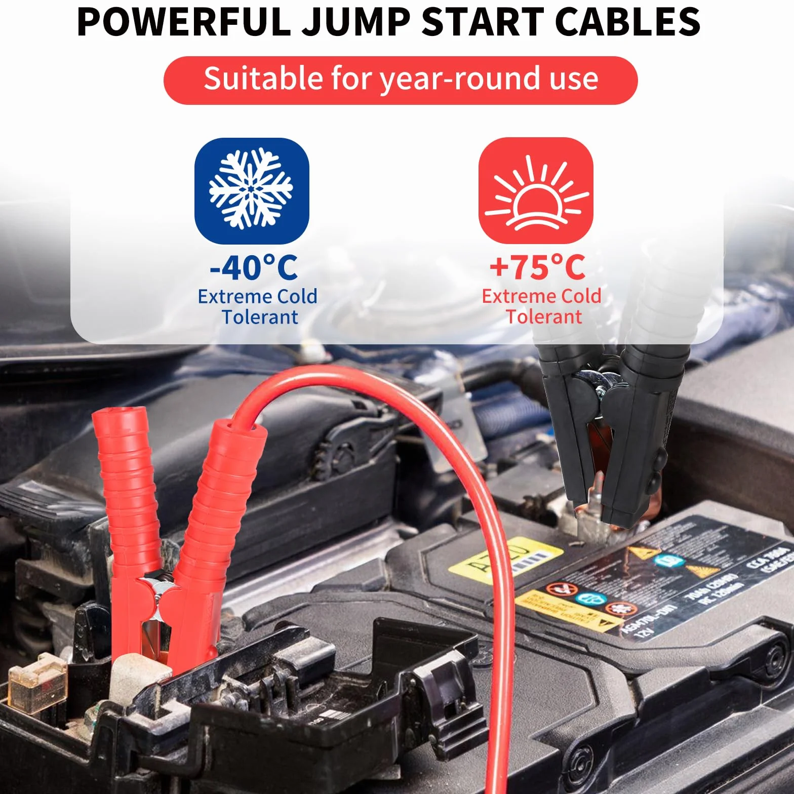 SWAWIS Pinzas Bateria Coche 4m 30mm² 1500A 12 V/24 V Pinzas Coche Cables de Puente para Baterías de Camiones Automóviles y Motocicletas con Bolsa de Almacenamiento
