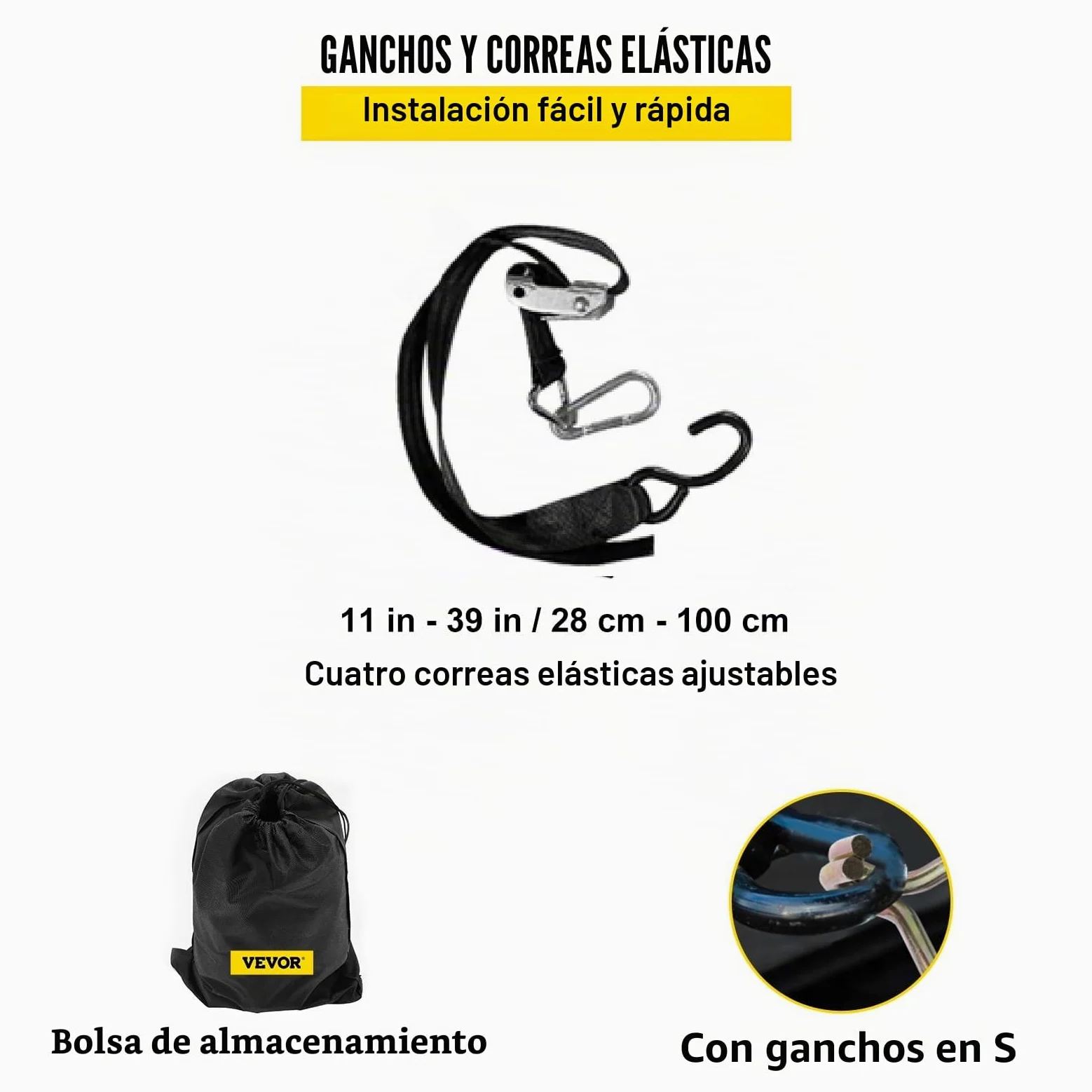 VEVOR Red Maletero de Coche 244x205 cm Red de Carga Trasera Material de Poliéster Resistencia a Rotura 2 T Red Elástica de Carga 4 Correas Ajustables de Gancho en S para Maletero de Coche Remolque