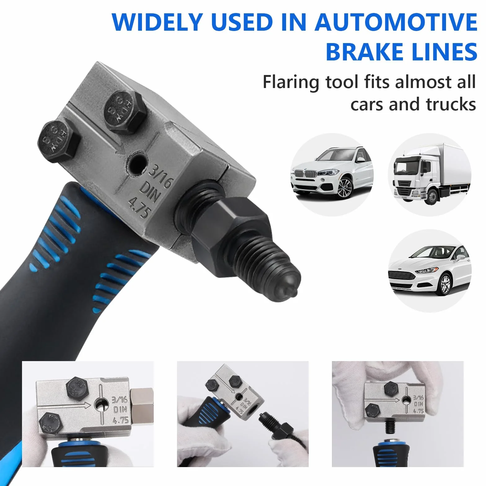 Herramienta de abocardado de tuberías de freno para abocardados DIN doble universal, kit de herramientas de abocardado para tuberías de freno de automóvil, herramienta de abocardado para