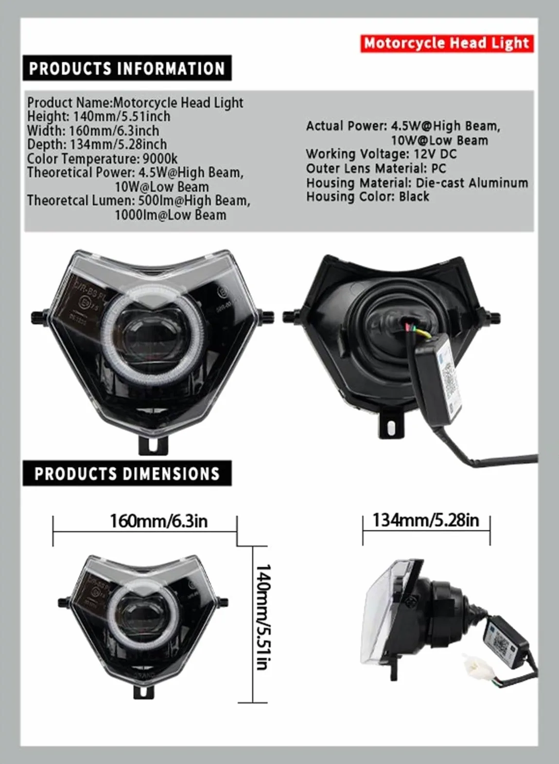 Faros Motocicleta para Faros Motocicleta para Sherco LED Antiniebla | Para faros de motocicleta Para Sherco aplicación LED Ojos de Ángel de apertura controlada por Bluetooth