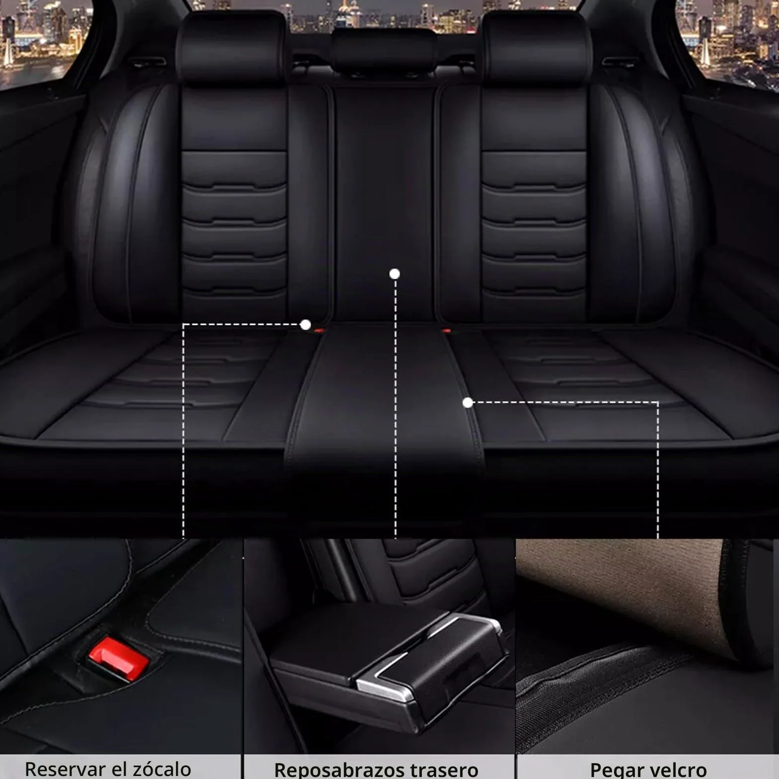 SePkus Funda Asientos Coche para 𝐒𝗲𝗮𝘁 Arona Fundas para Asientos de Coche,Juego Completo de Protectores de Asiento de Coche de Cuero,Paquete de 5