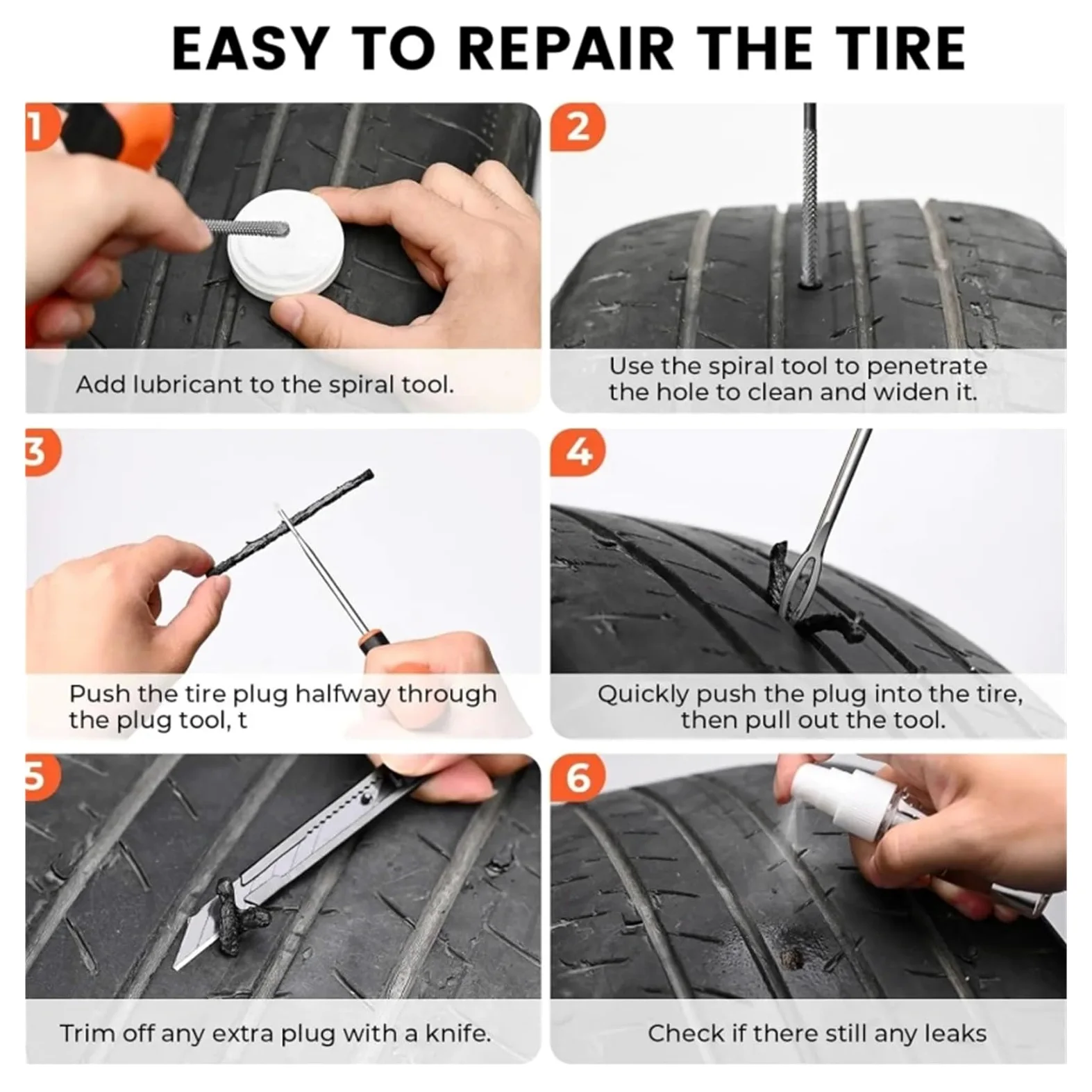 juego de herramientas Kit de reparación neumáticos 42 piezas for automóviles, motocicletas, vehículos todo terreno, camiones y tractores