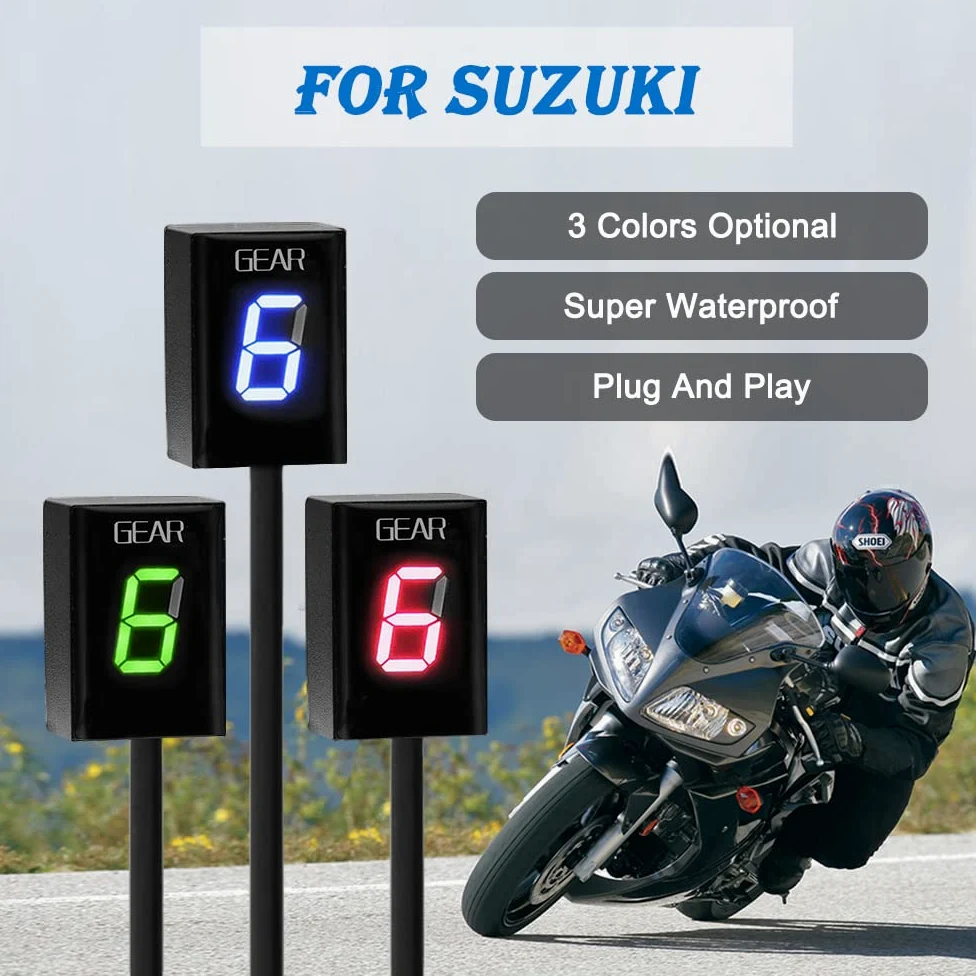 Indicador de Marchas de Motocicleta para SUZUKI SV 650 INTRUDER BANDIT 400 600 1250 Boulevard PIT BIKE ECU enchufe Impermeable LED Pantalla (Verde)