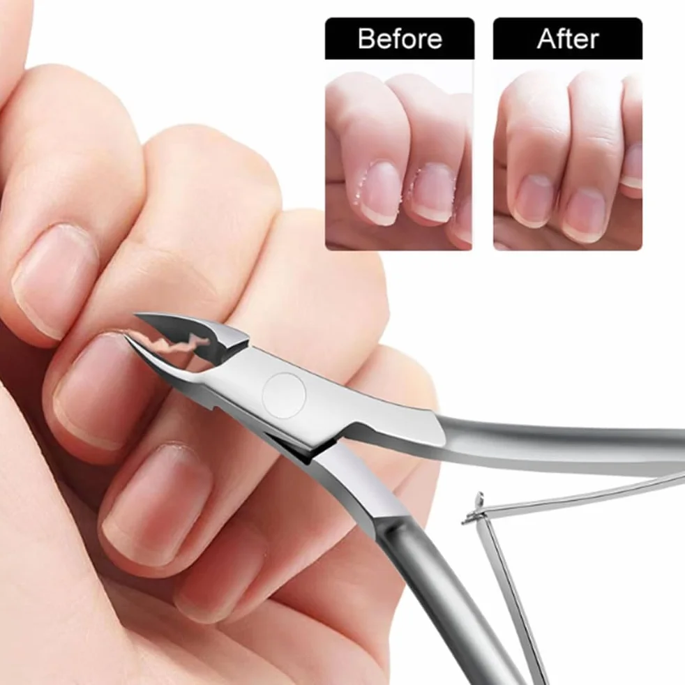 2 Piece Cuticle Nipper and Cuticle Pusher Set, Stainless Steel Cuticle Nippers/Nail Clippers/Trimmers and Scissors for Fingernail/Toenail Trimming