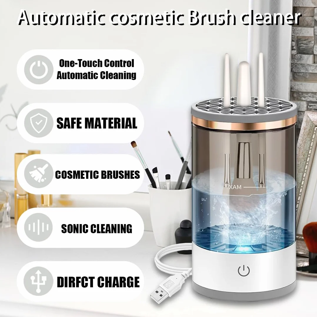 Limpiador de Brochas de Maquillaje Eléctrico 3 en 1 – Limpia y Seca en 30s USB Automático
