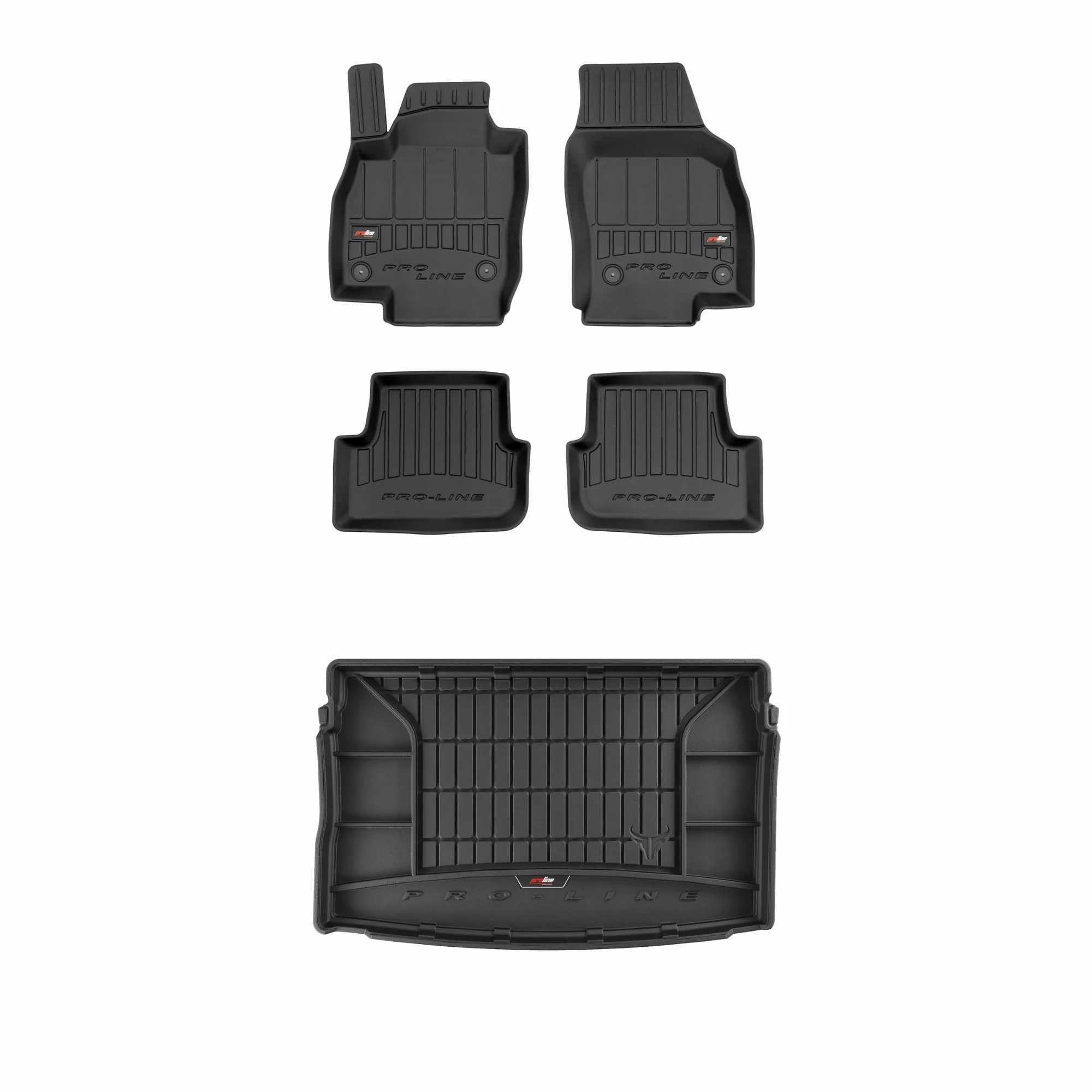 FROGUM ProLine 3D Un Juego de Alfombrillas de Goma para Coche y cubeta Maletero con Logo Alfombras para Seat Ibiza V Desde 2017| Los Bordes más Altos