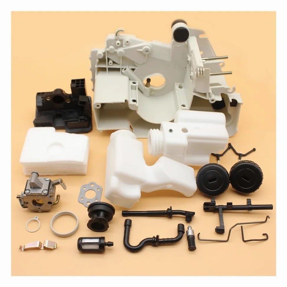 Cárter, Carcasa del Motor, carburador, Filtro de Combustible, Kit Aceite Compatible con MS180, MS170, 018, 017, Motosierra Gasolina, Piezas plástico