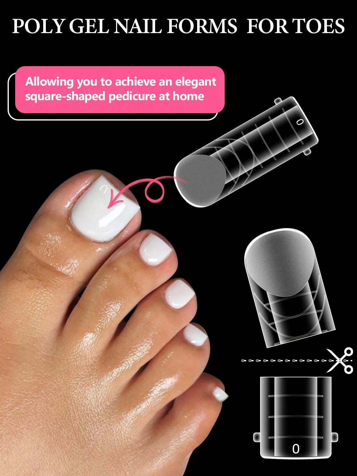 TOROKOM 120PCS Formas para Gel Poly de Uñas de los Pies, Extensiones para Pedicura, Molde Reutilizable