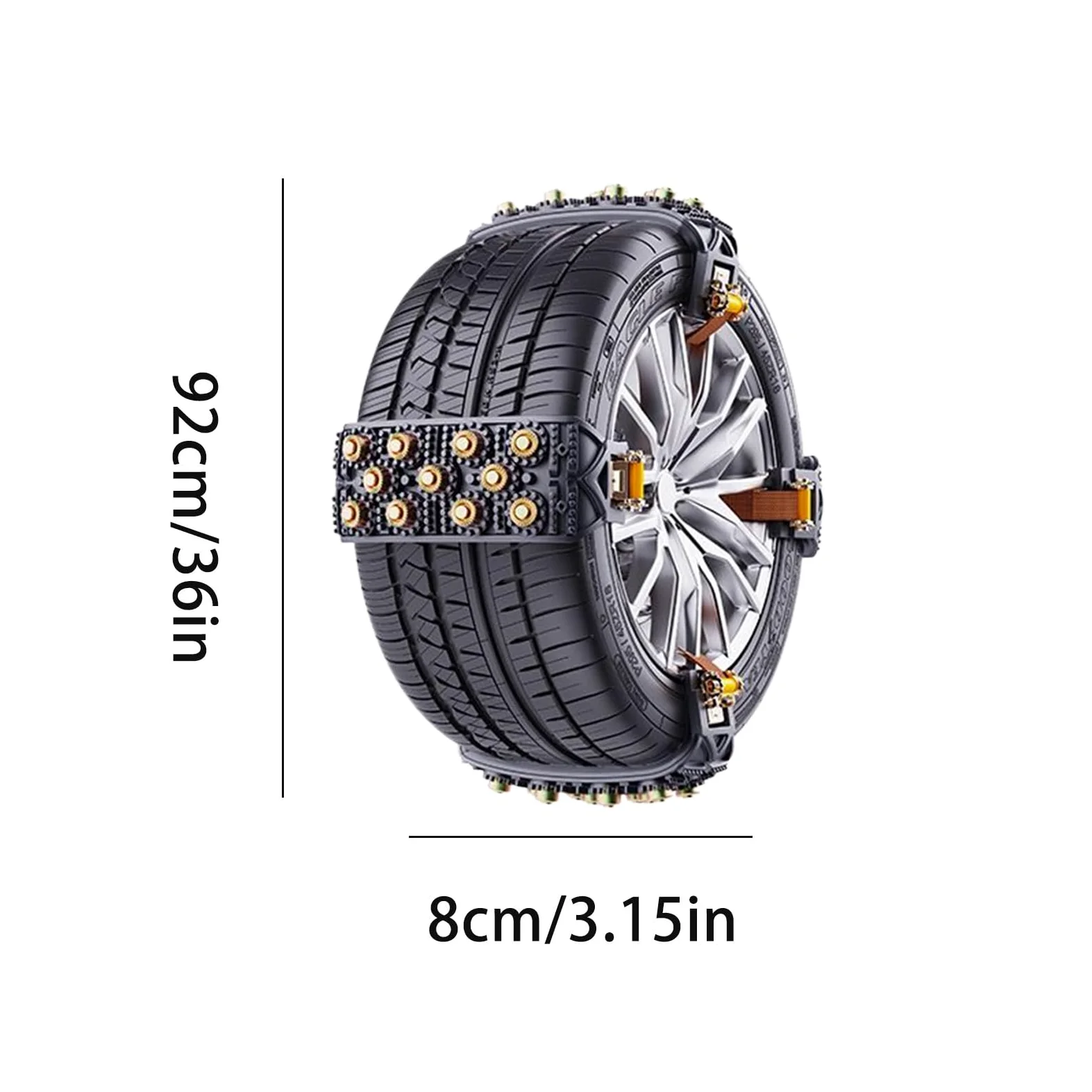 Cadenas de Nieve para Camiones Correas De Instalación En 5 Segundos | Compatibles Con Ruedas 165-265mm Cadenas Antideslizantes Invierno Para Viaje Cortacésped SUV Remolque Clima