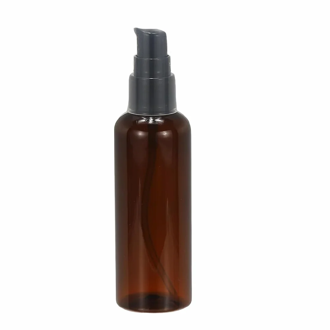 IKOPFLN 6 botellas vacías de vidrio marrón con bomba negra para aceite esencial, viaje, crema y loción