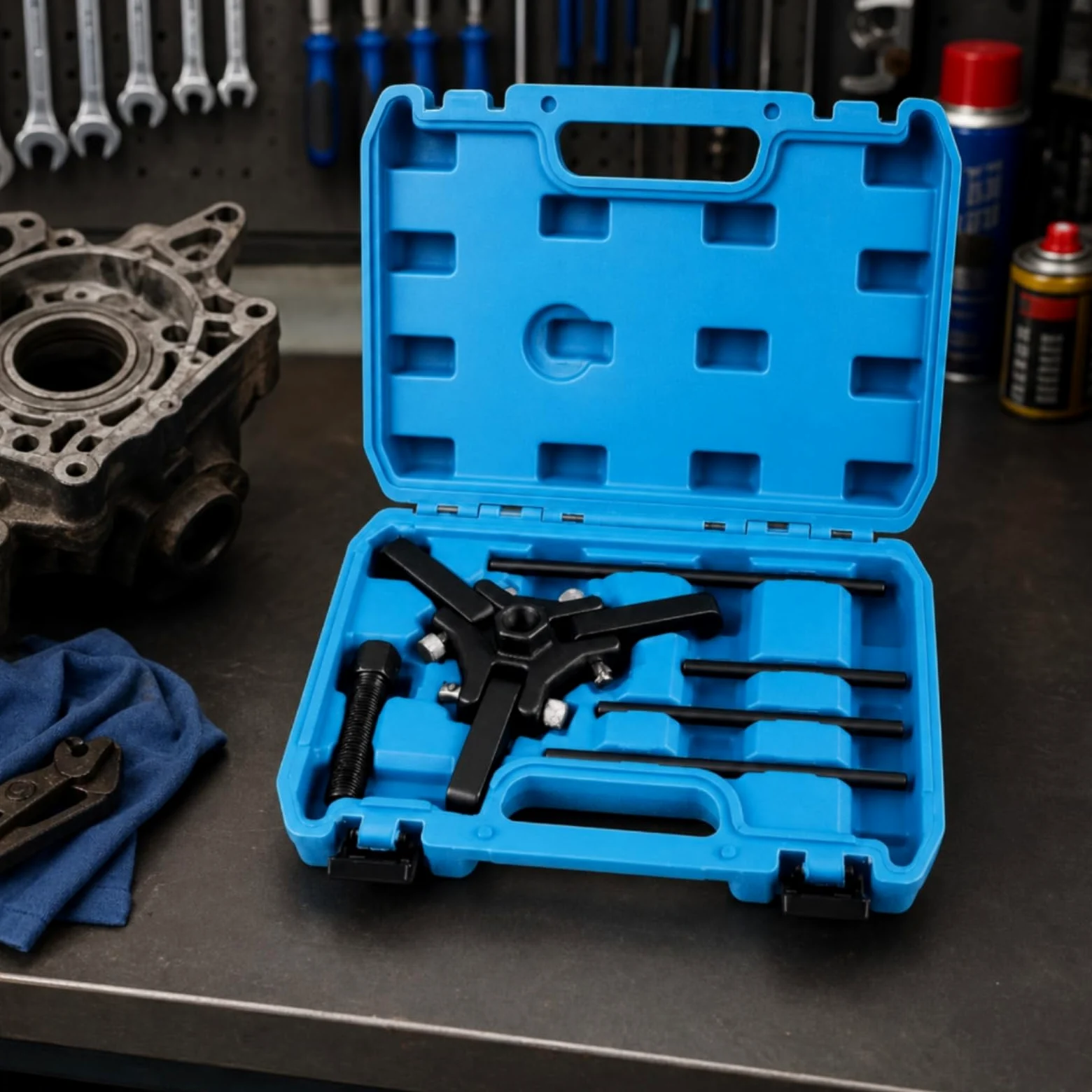 TISHITA Extractor de Polea de Cigüeñal Kit Desmontador Poleas Equilibrador Armónico de Eje con Perno Acero Resistente Estuche Portátil Cierre Seguro Adecuado