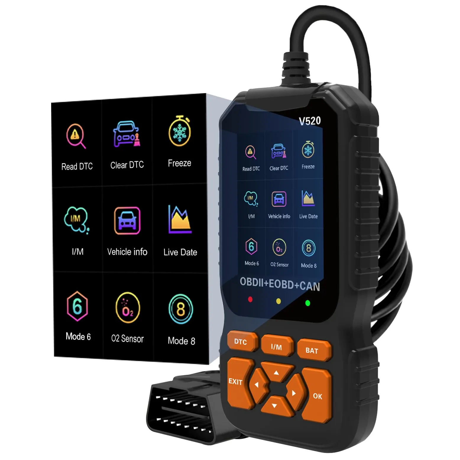 OBD2 Diagnosis Herramienta Diagnóstico por MMOBIEL - Lector Códigos Check Engine con Reset, I/M Readiness, Modo 6/8 y más – Car OBDII/EOBD Diagnosis Lector Código para Coches Aptos al Protocolo OBD2