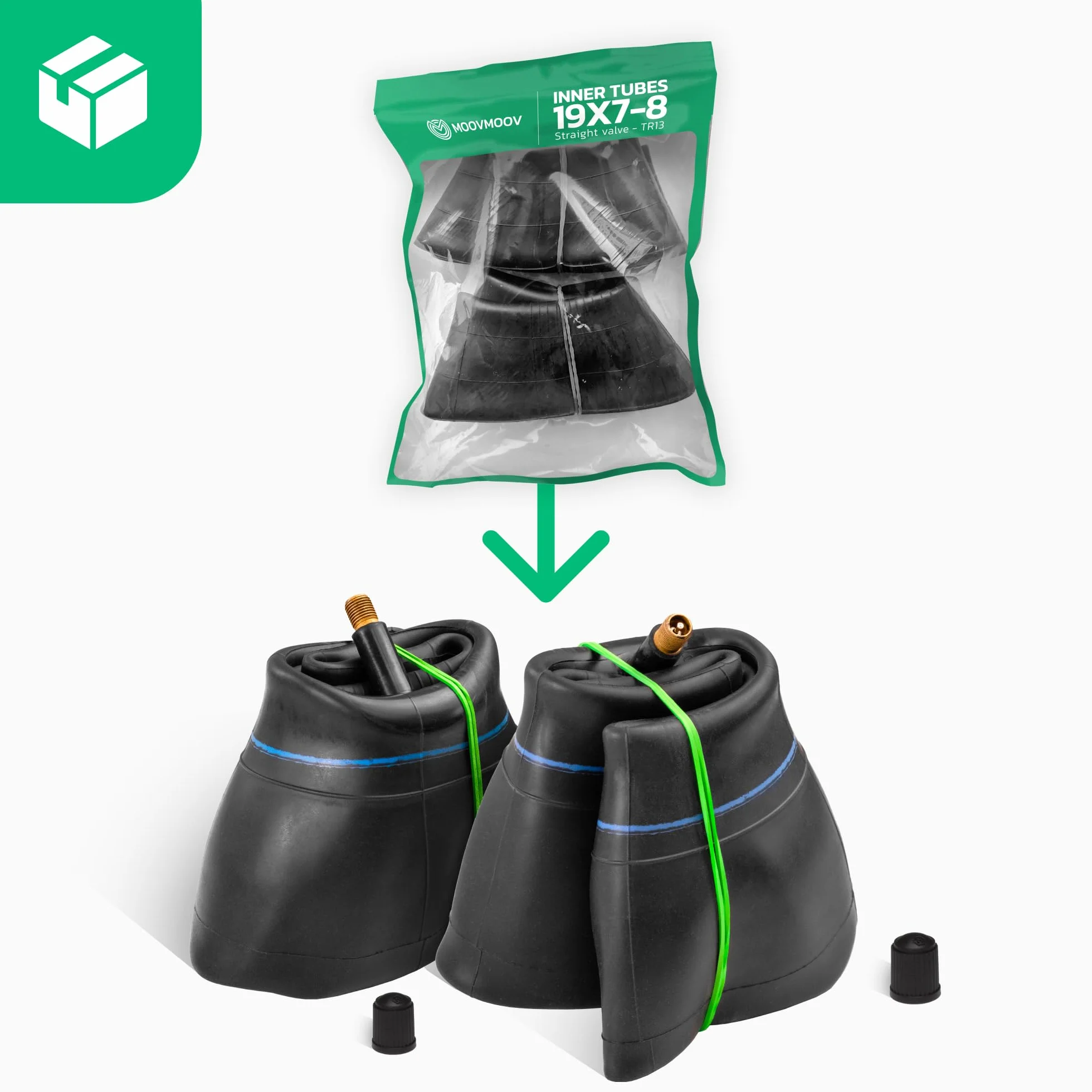 MOOVMOOV 2 Cámaras de aire 19x7-8 Válvula Recta TR13 para Cortadoras de Césped