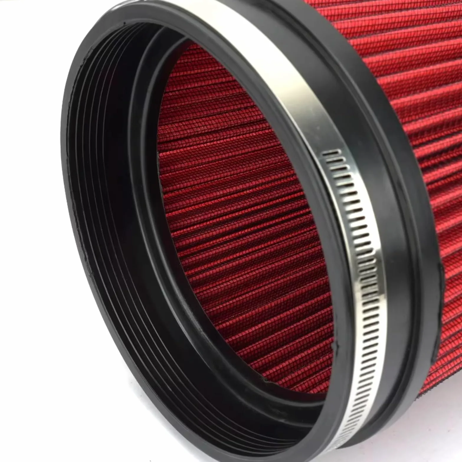 150 Mm/6 Pulgadas Filtro De Aire Cónico Universal Flujo filtro de aire motor | Filtro frío lavable de la entrada de aire del motor del coche de carreras del tubo de entrada en frío(Red)