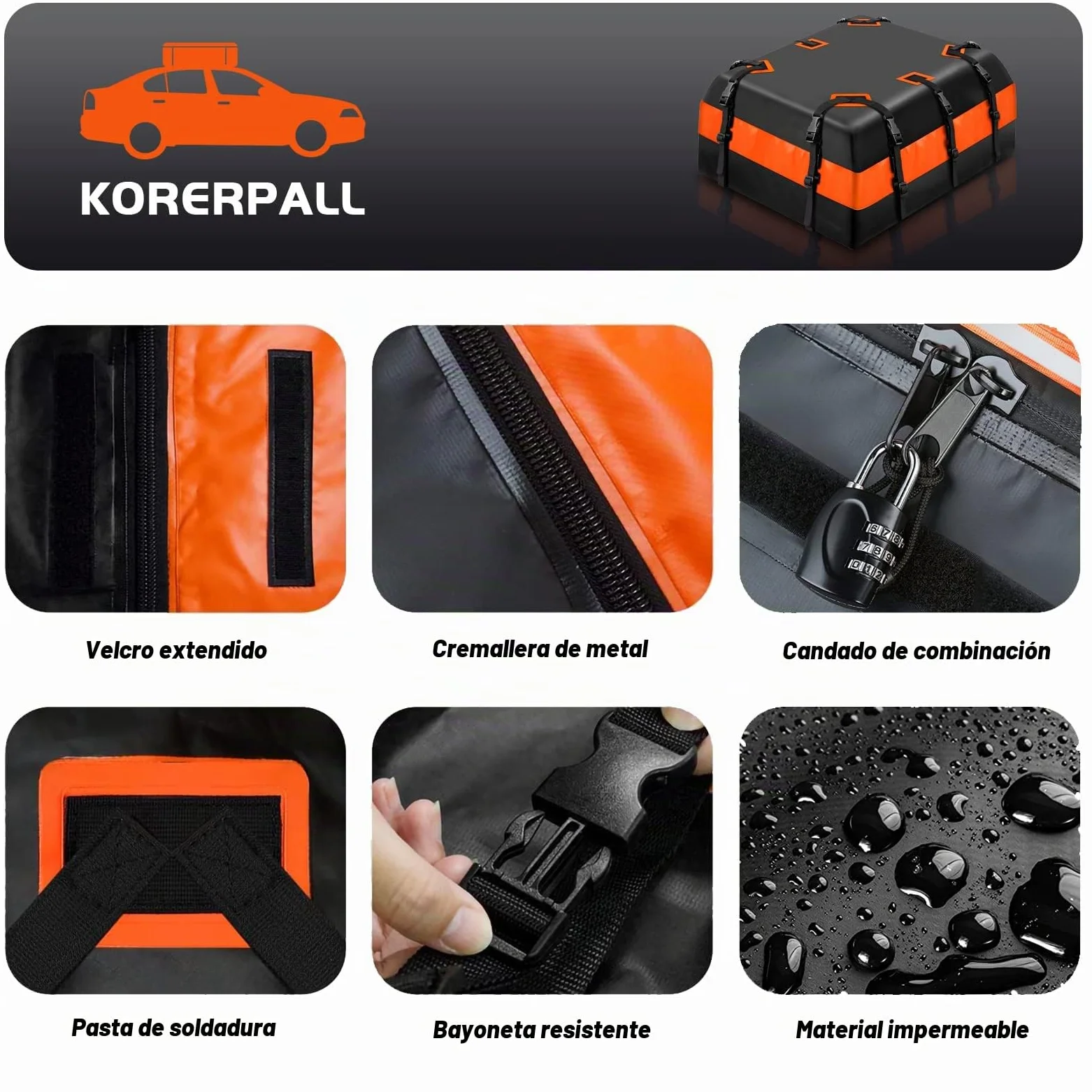 Cofre De Techo para Coche Plegable 585L, Impermeable, Bolsa De Techo 840d, Cofre De Techo Portátil, Caja De Equipaje, para Vehículos con/Sin Portaequipajes, Transporte De Equipaje