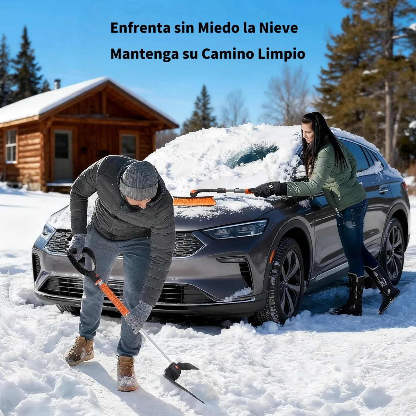 120 CM Cepillo de Nieve para Automóviles, 6 en 1 Raspador de Hielo para Limpiaparabrisas, Pala de Nieve con Mango Telescópico para Automóviles, SUV, Camiones