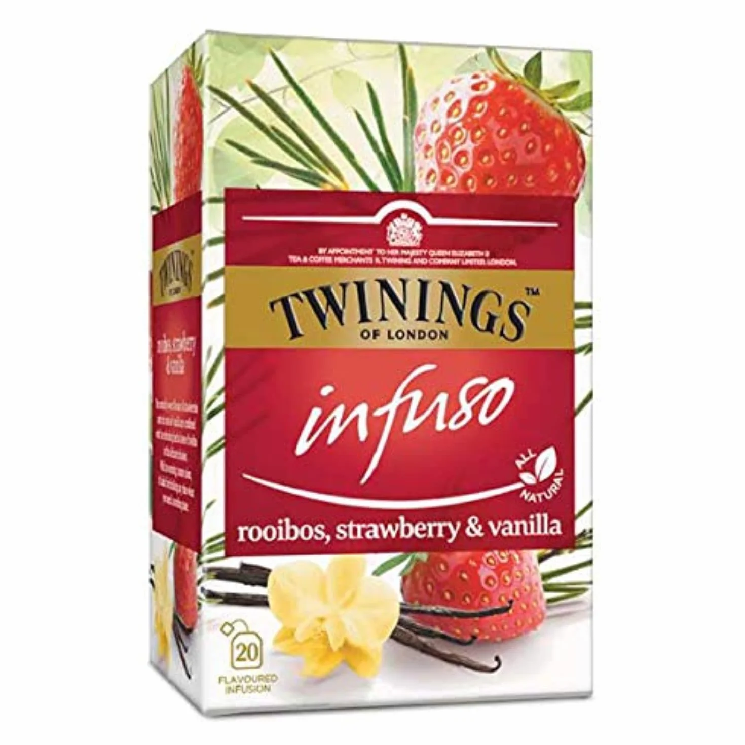 Twinings Infusión de Rooibos, Fresa y Vainilla, 20 sobres