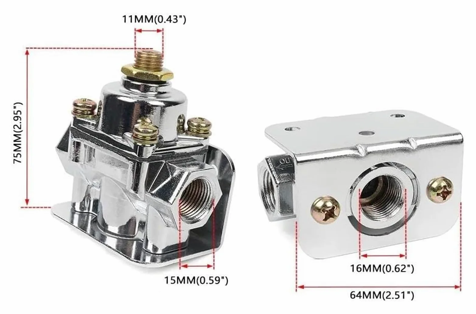para Holley para Edelbrock 12-804 12-803 4 1/2 a 9 PSI Aleación de Zinc Combustible Presión Regulador Carburador Piezas Puerto NPT 1-4 3/8 pulg Kit Reparación Carburador(12-803) | 12-803