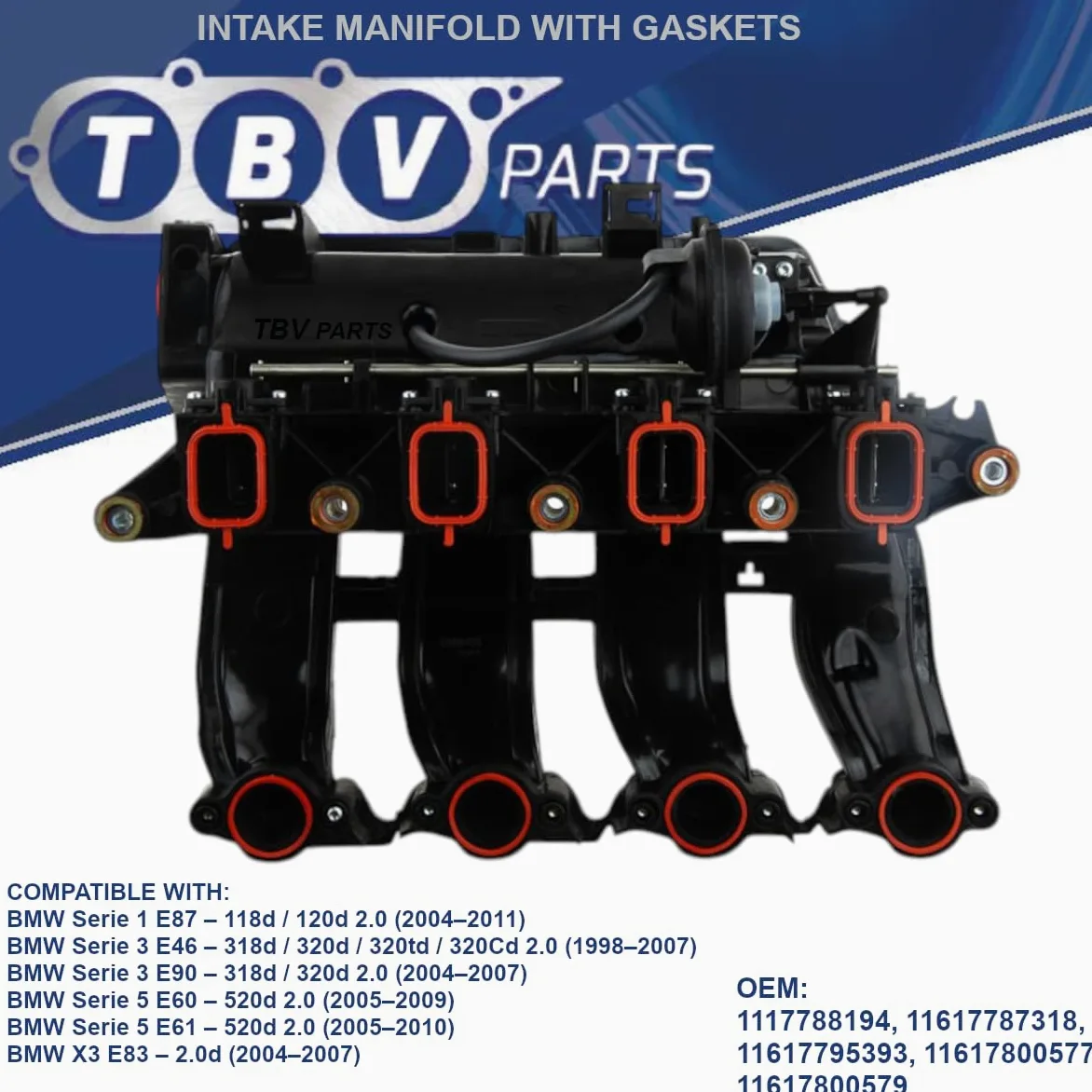Módulo Colector de Admisión con Juego de Juntas Compatible 11617800577 7800577 1117788194 11617787318 11617795393 11617800579 Para Serie 1 E87 Serie 3 E46 E90 Serie 5 E60 E61 X3 E83 2.0d