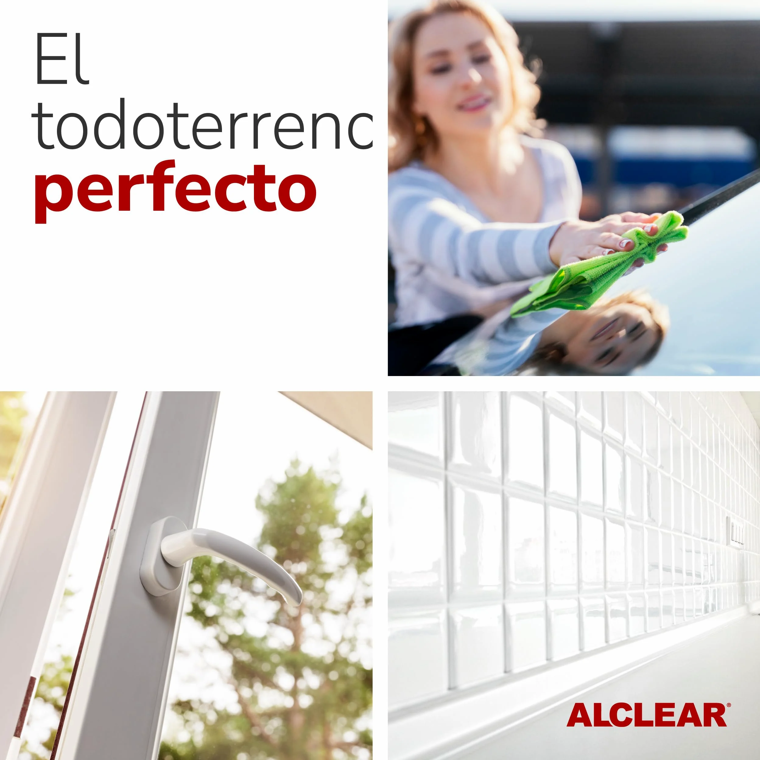ALCLEAR 950001 Paño de Microfibra para Ventanas, Set de 5, paño de Microfibra para Cristales, del hogar y de Las Ventanas, sin Necesidad de Utilizar un paño para secar ni limpiacristales, 40 x 45 cm