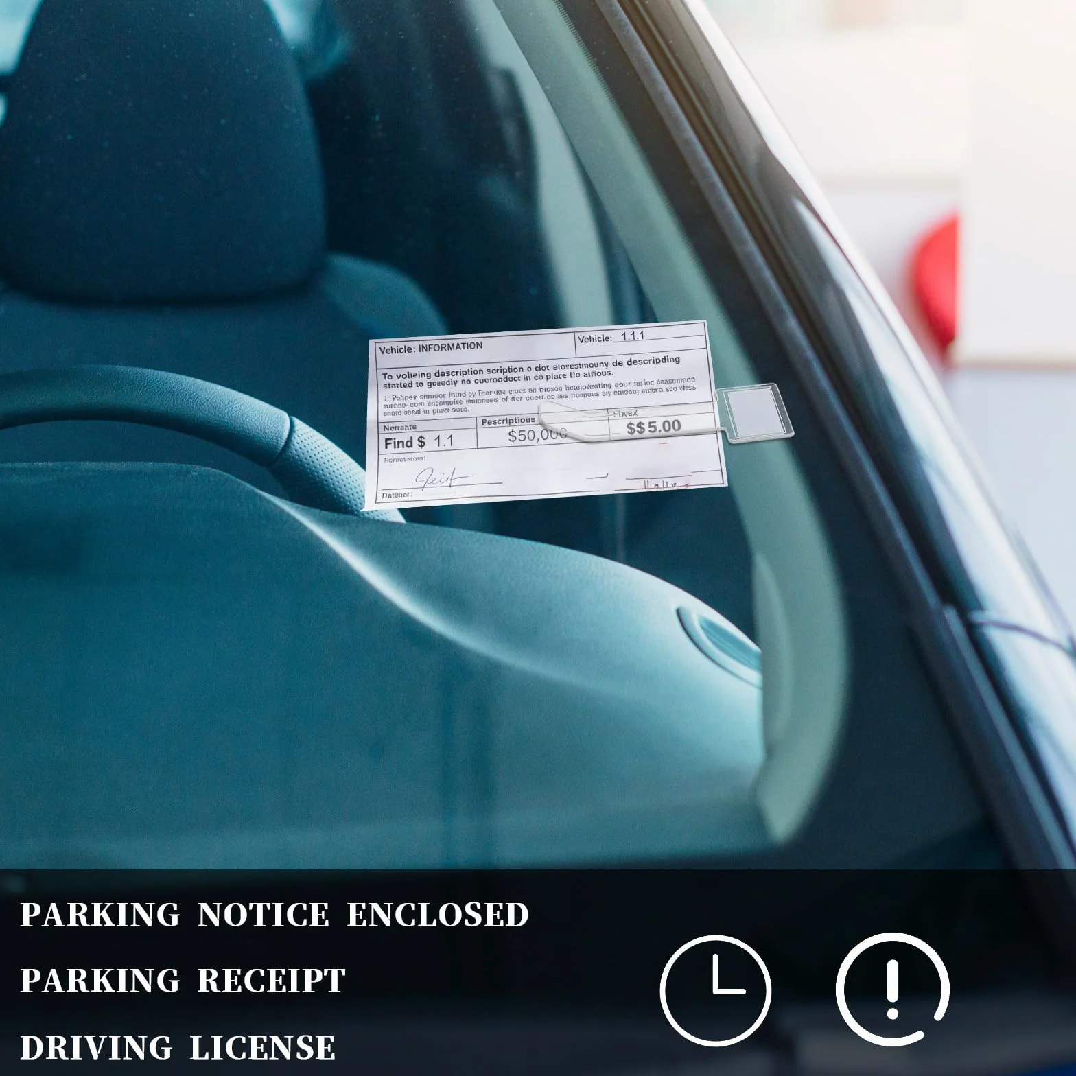 TIESOME 10 piezas de clips para soporte de ticket de aparcamiento, soportes transparentes para parabrisas autoadhesivos, clip para tickets para coches, caravanas, camiones