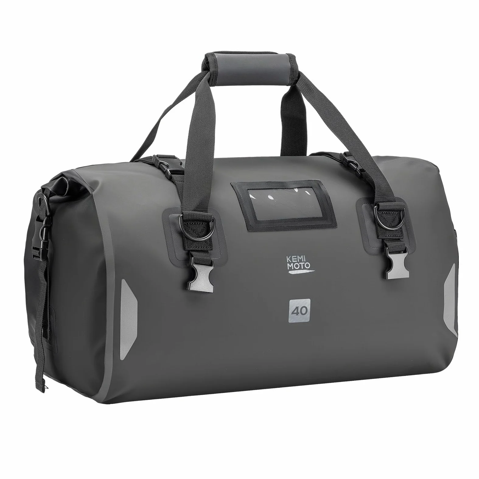 KEMIMOTO Bolsa Trasera para Motocicleta de 40 L, IPX6, Impermeable, con Correas de Cierre rápido, Gran Capacidad y múltiples Compartimentos, Ideal para excursiones, Camping, Motociclismo, Deportes