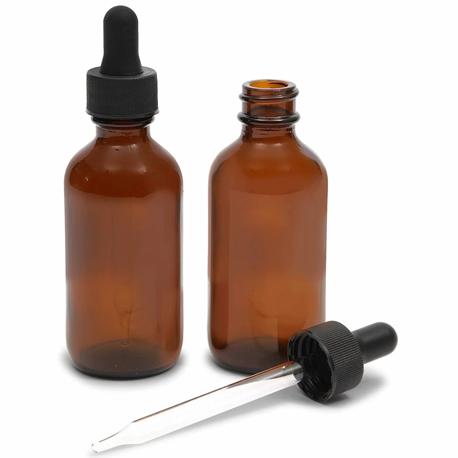 Juvale Botellas de vidrio ámbar 60 ml con pipeta, 36 piezas, para aceites esenciales y aromaterapia