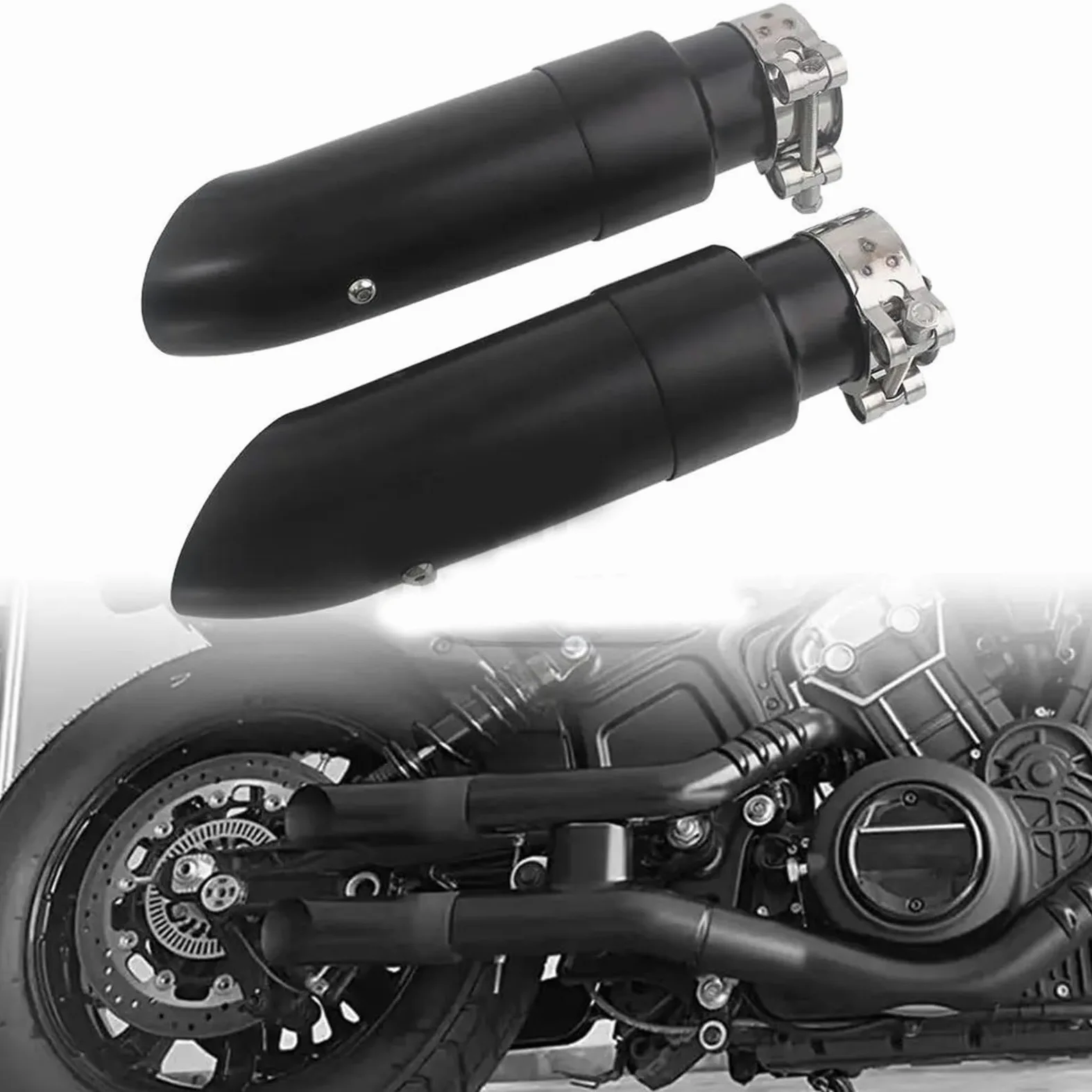 Tubos De Escape con Silenciador Accesorios para Motocicleta Tubo Doble Salida Aleación Acero para Indian Scout Bobber 2018-2024