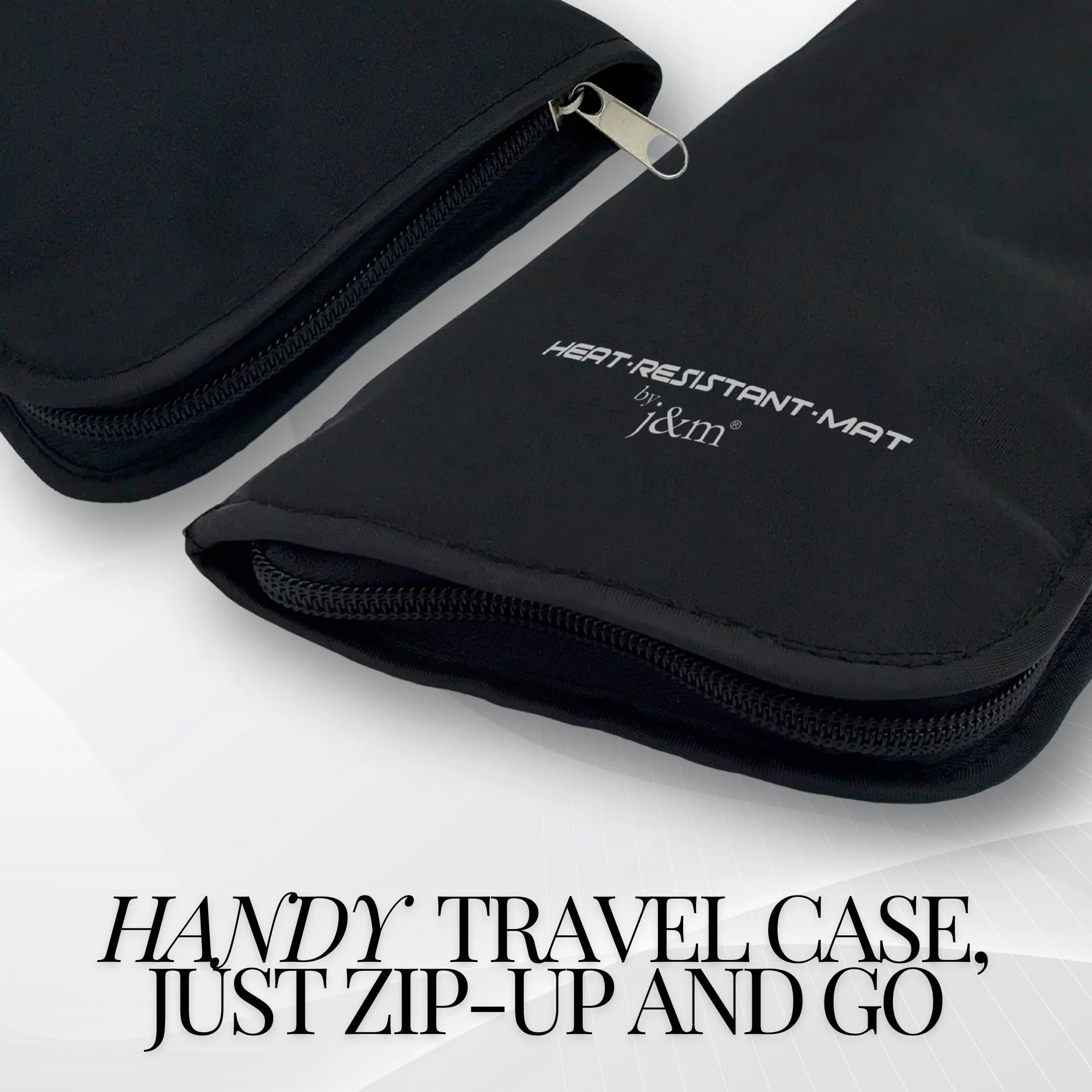 Esterilla y Funda para Alisador de Pelo j&m - Resistencia al Calor - Compatible con ghd, BaByliss - Estuche Viaje Compacto