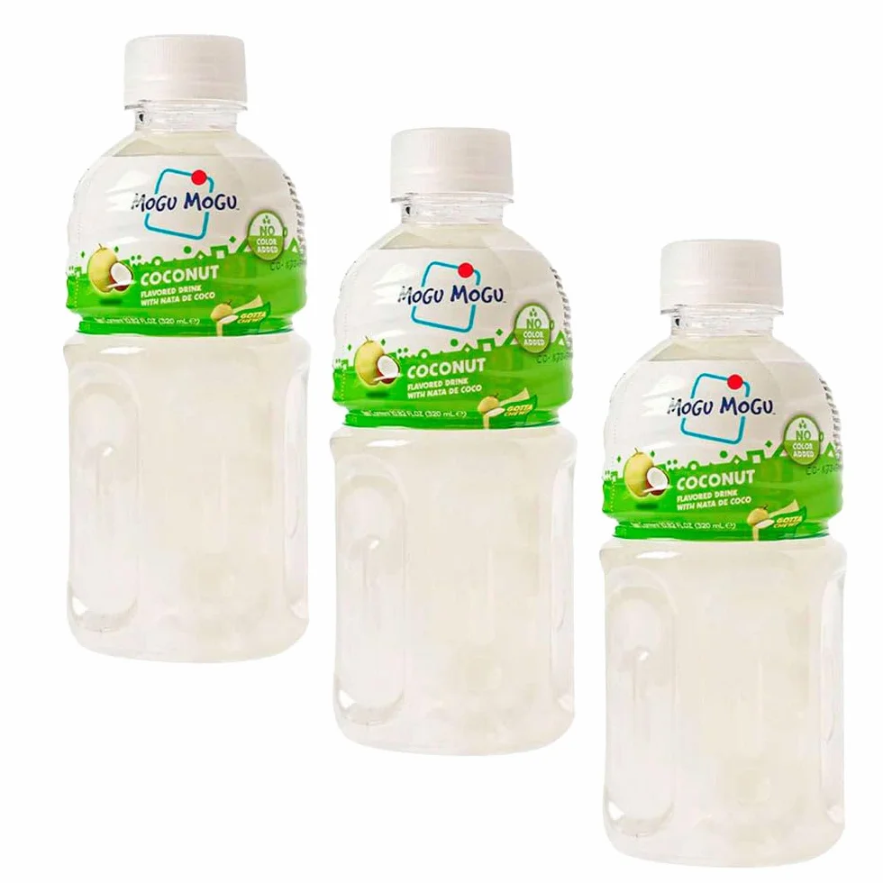 Mogu Mogu Coco 320 ml Pack 3 botellas con jelly nata de coco Refresco tropical