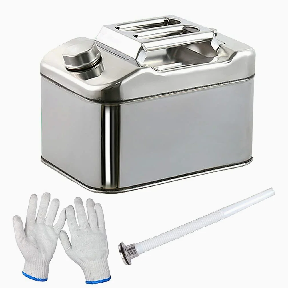 Bidón de Combustible portátil, depósito de Combustible de Gran Capacidad, bidón portátil de Acero Inoxidable 304 para Gasolina y diésel con Tubo guía de Aceite de Repuesto (15 L).