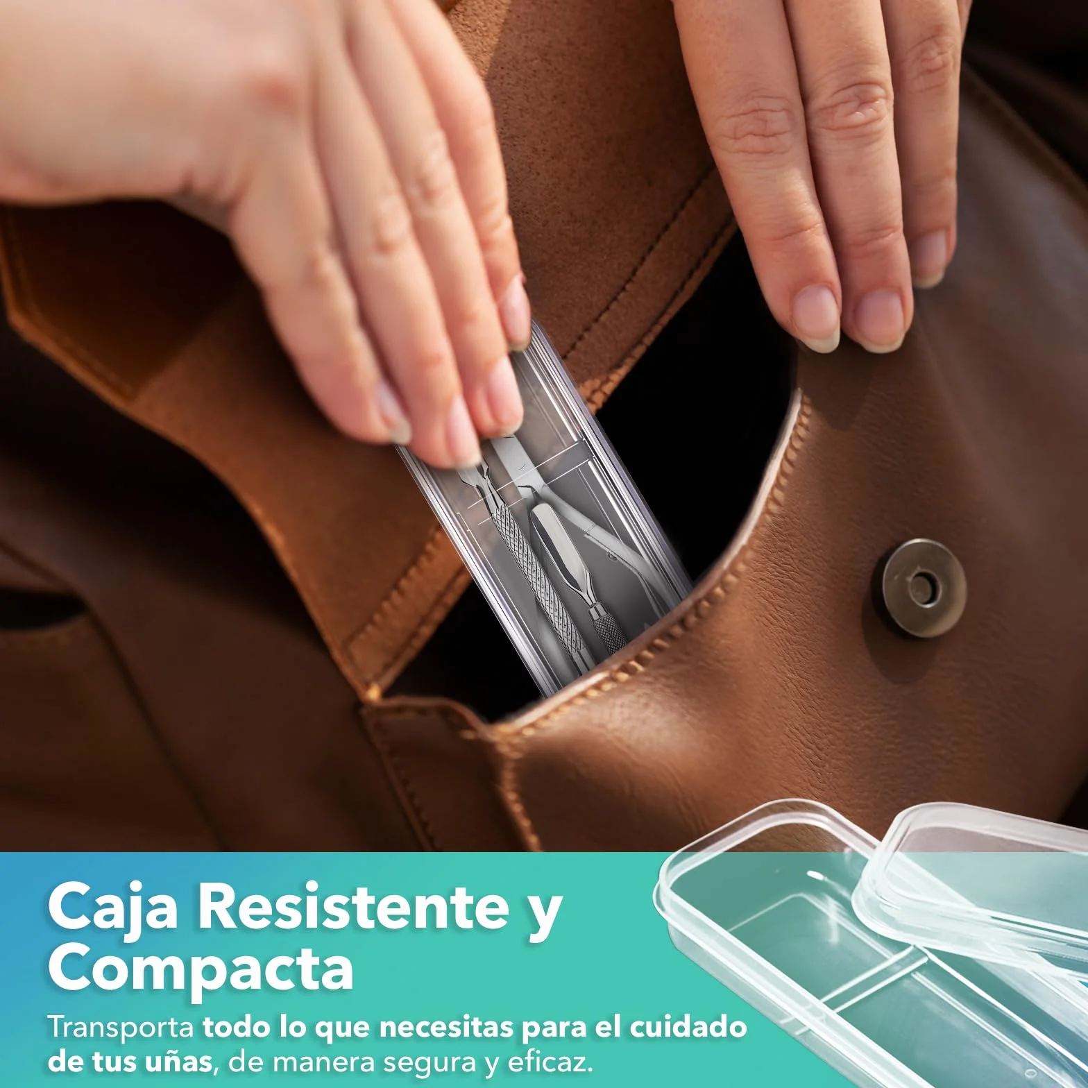 Set Manicura y Pedicura Profesional 4 en 1 – Cortacutículas, Lima de Uñas y 2 Empujadores de Cutículas de Acero Inoxidable – Kit Corta Uñas Adulto, Removedor de Cutículas, Ideal para Viaje