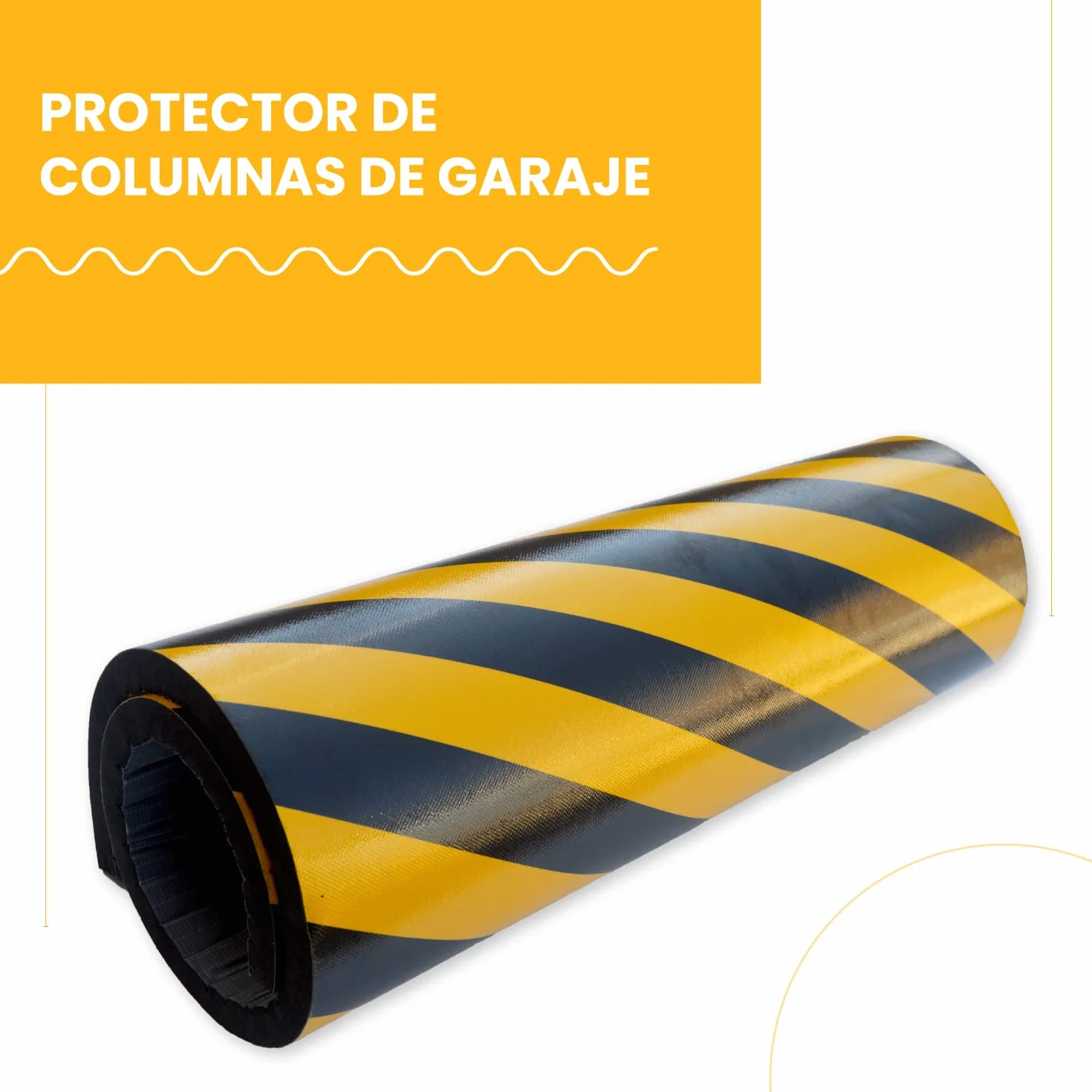 PARKING FACIL | Protector de Columnas de Garaje | Color Amarillo y Negro | Longitud 100 cm| Altura 70 cm | Espesor: 2 cm | Protección para Parking | Fácil Instalación con Autoadhesivo