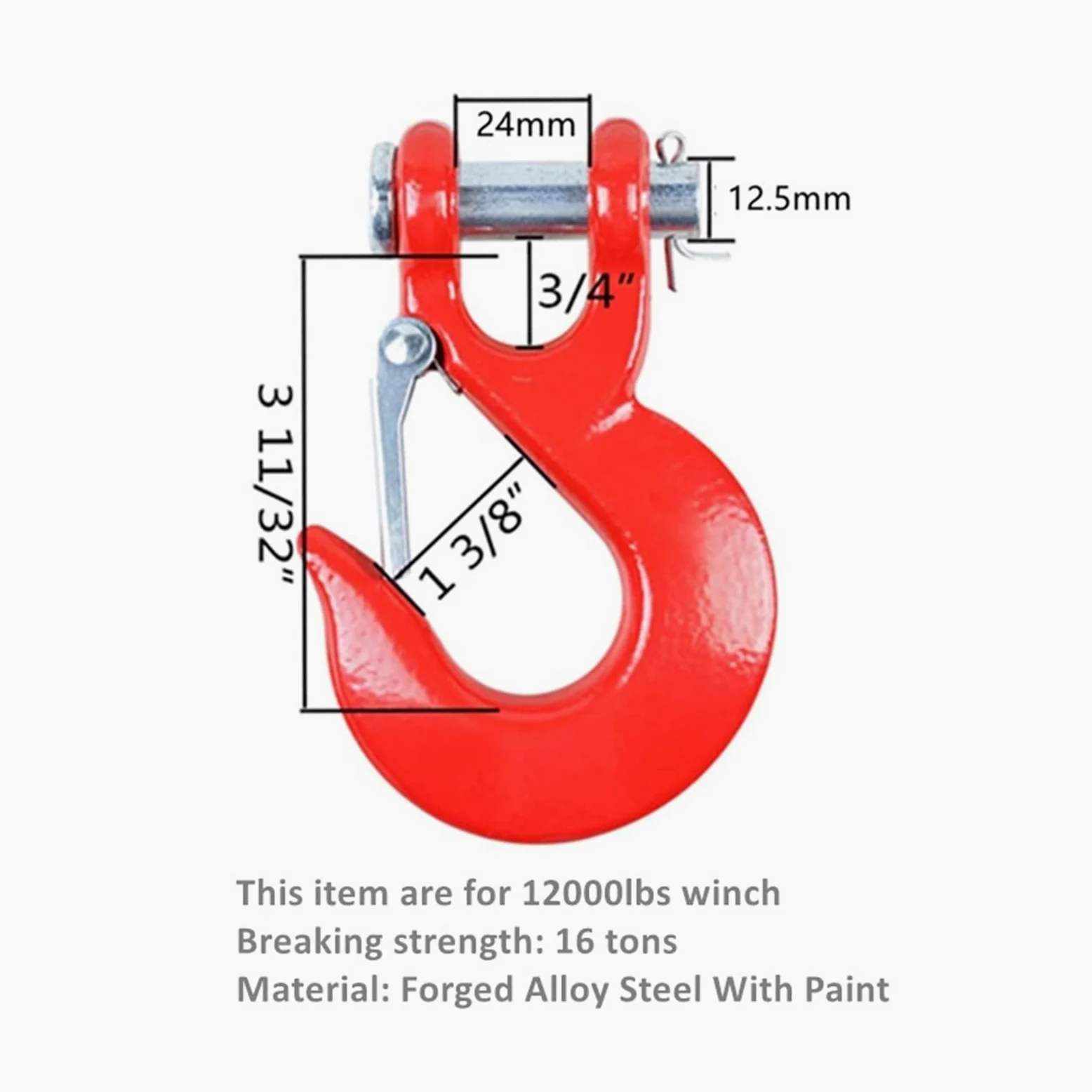 Cuerdas para Remolque, Cable de Cuerda de cabrestante de 3/8 "X 100 pies, Cable de cabrestante de 23809 Libras con Funda Protectora y Gancho for Cuerda de cabrestante de vehículo ATV SUV(Red Hook)