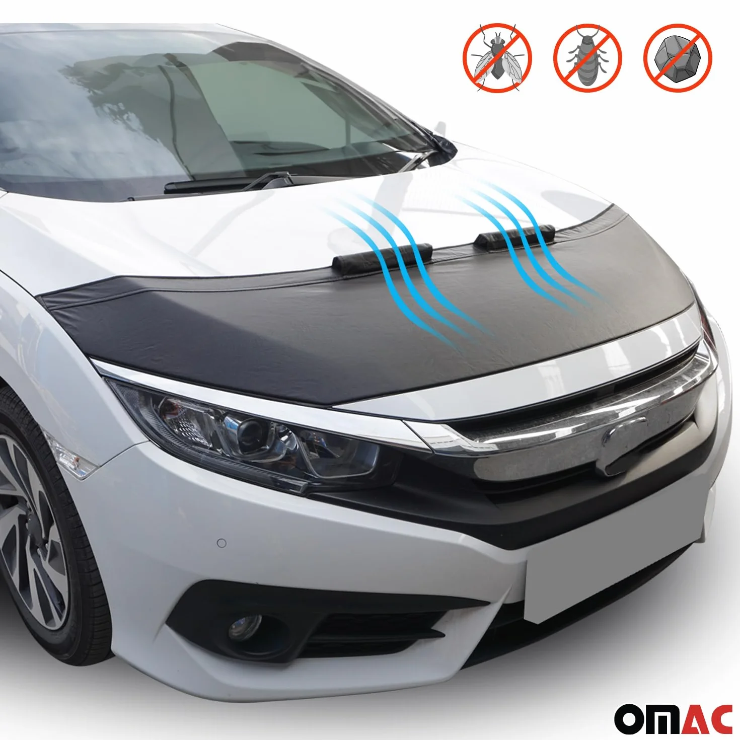 OMAC Haubenbra Steinschlagschutz compatible con BMW 3er E90 E91 E92 E93 2008-2011 Negro Halb